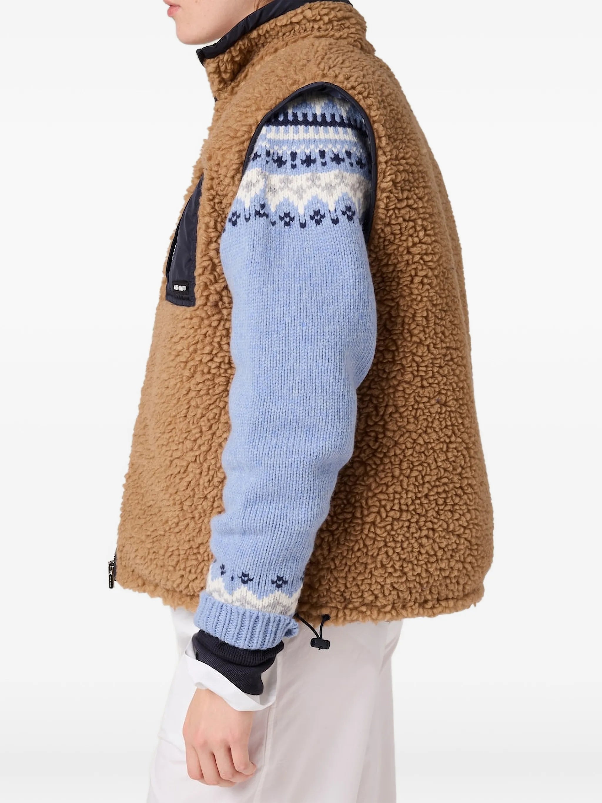 teddy down vest with technical pongé