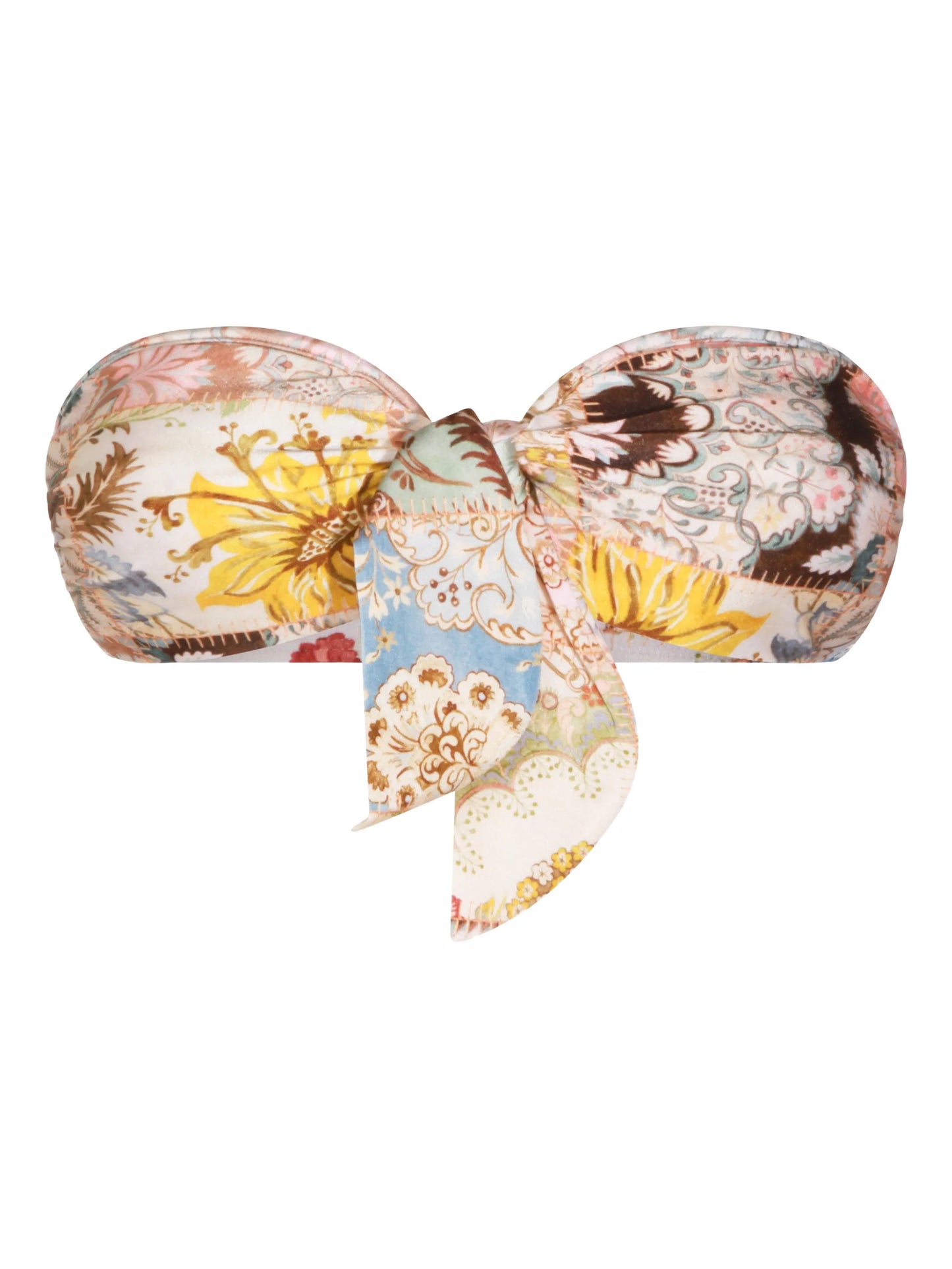 patchwork-print bikini top