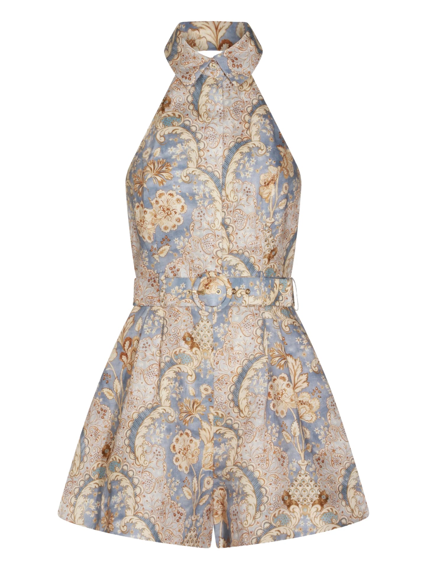 halter-neck patterned playsuit