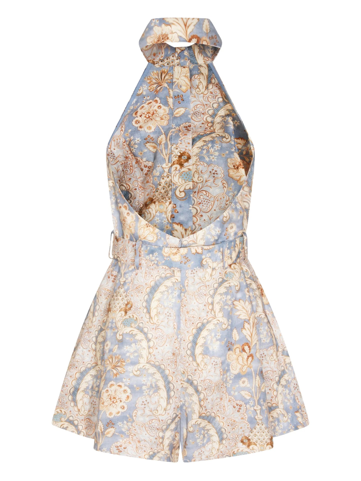 halter-neck patterned playsuit