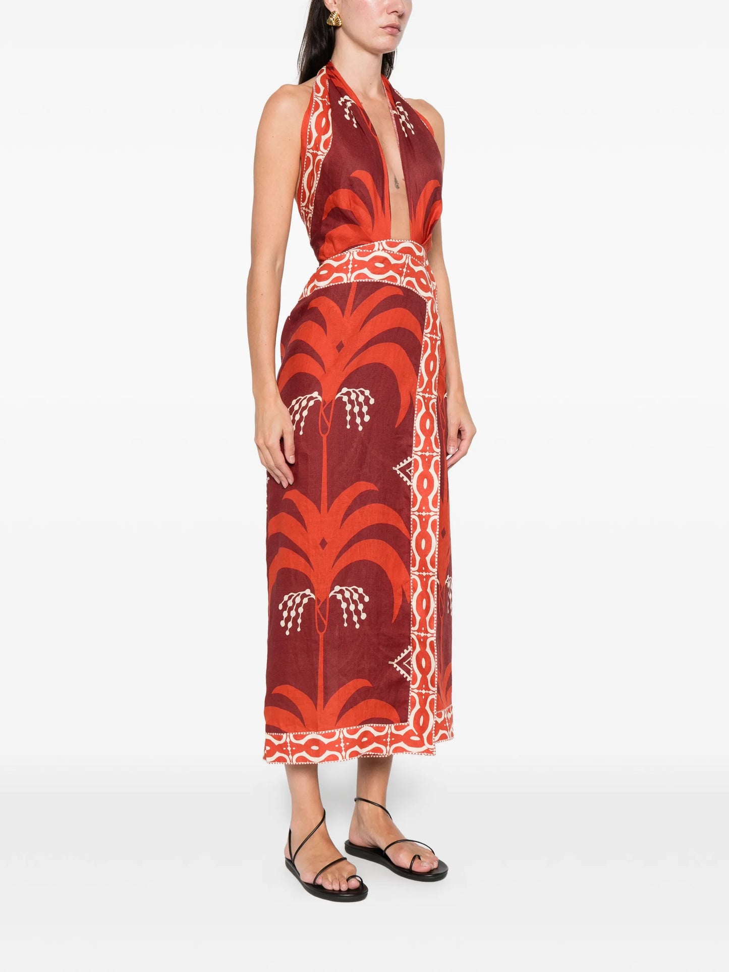 Buen Viento printed halterneck dress