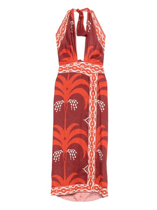 Buen Viento printed halterneck dress