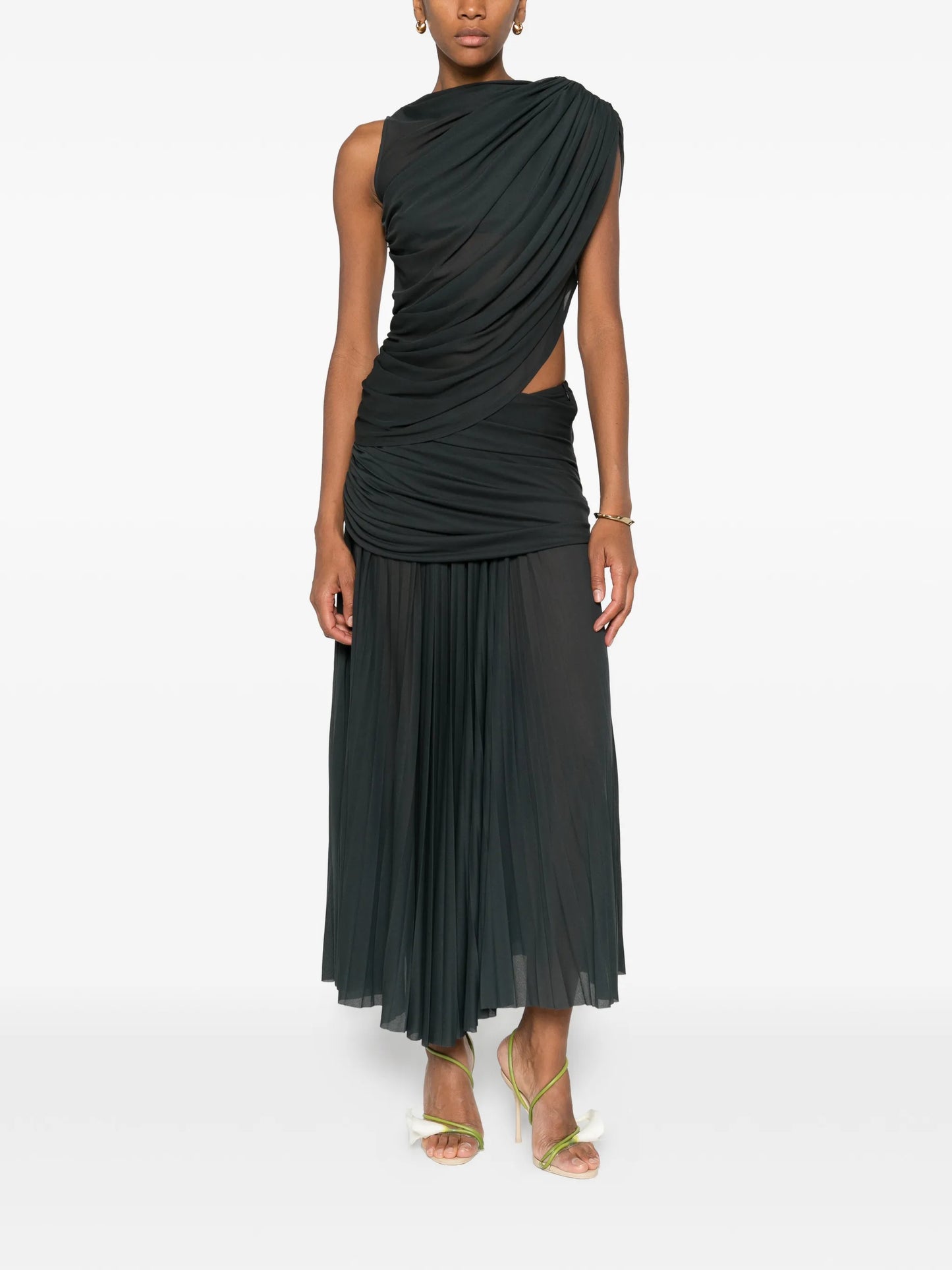 draped cutout maxi dress