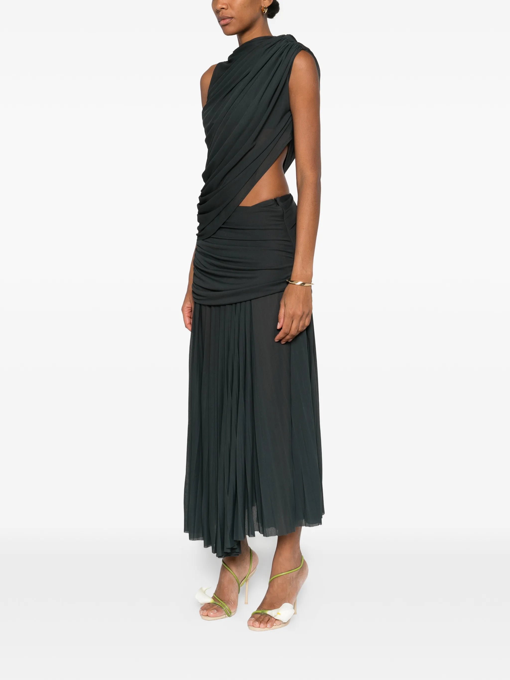 draped cutout maxi dress