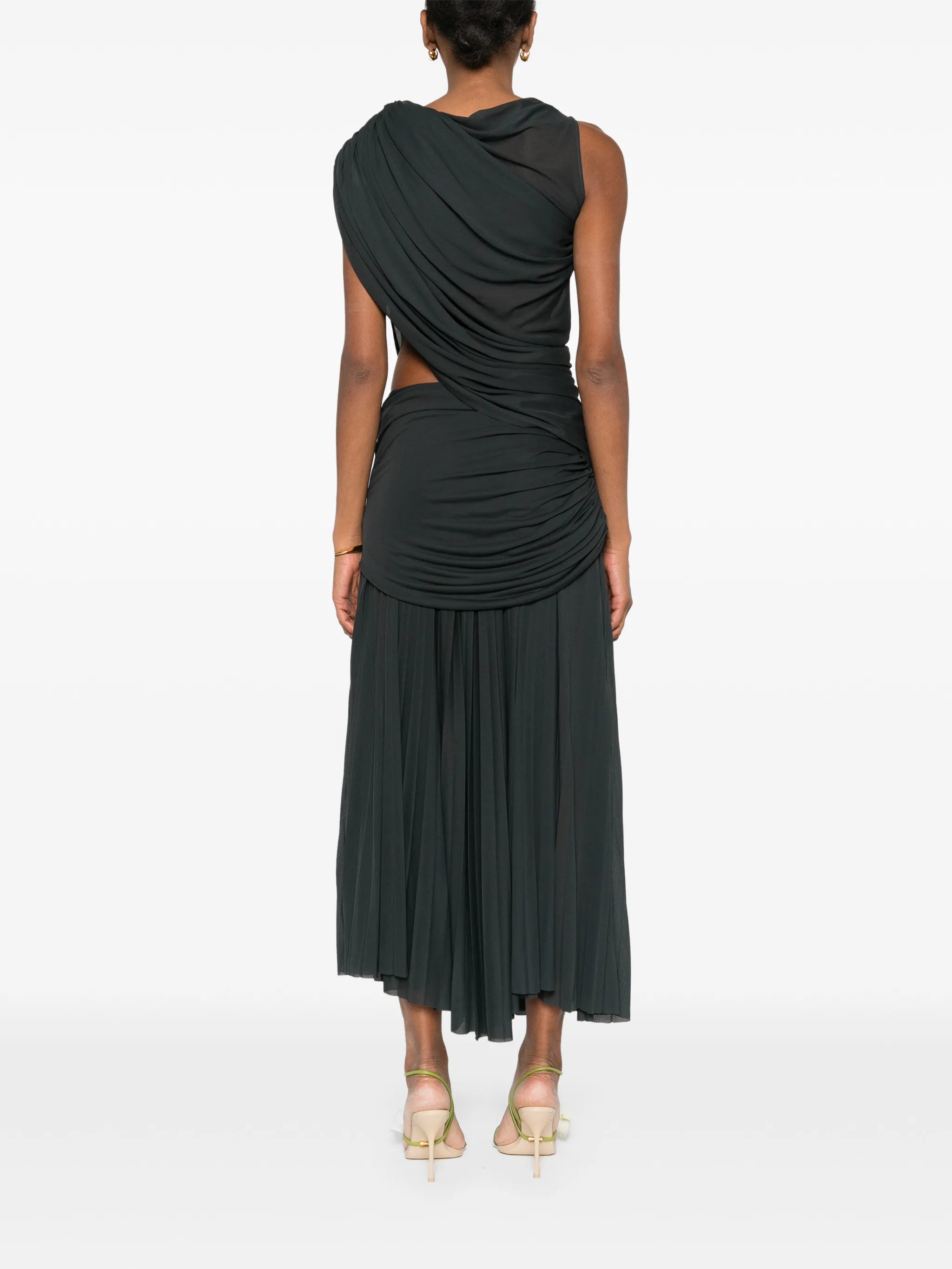 draped cutout maxi dress