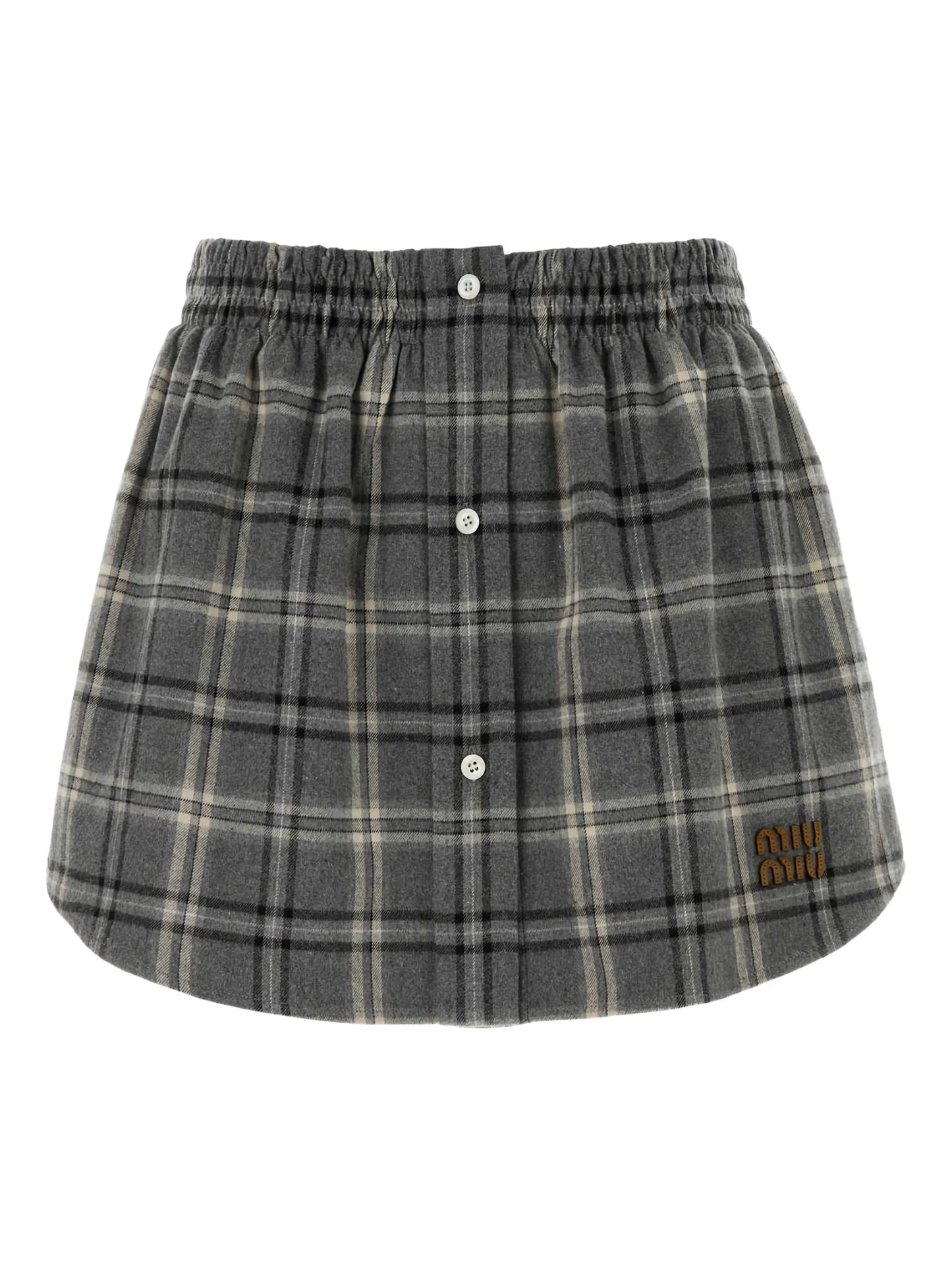 checked A-line skirt