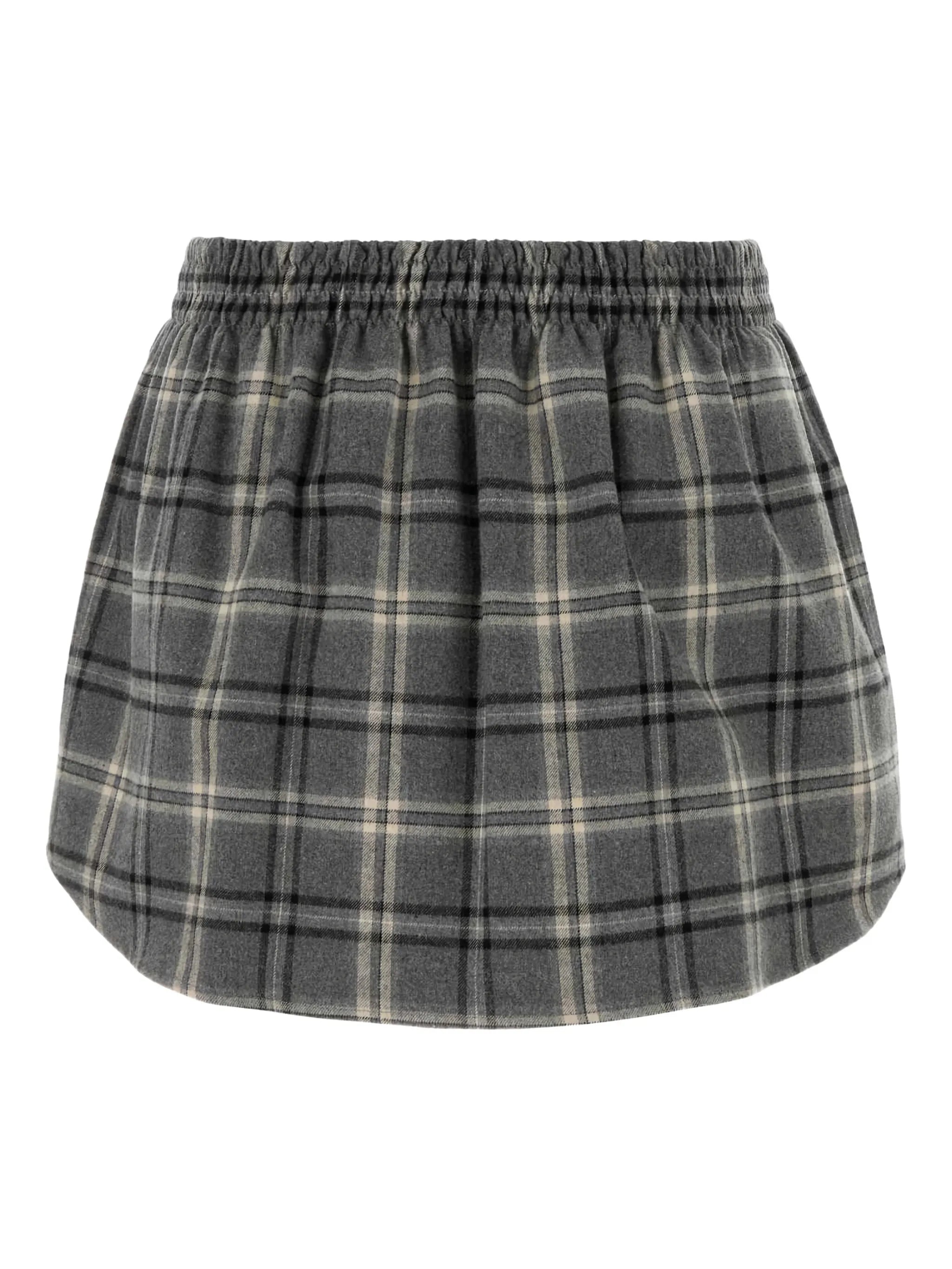 checked A-line skirt