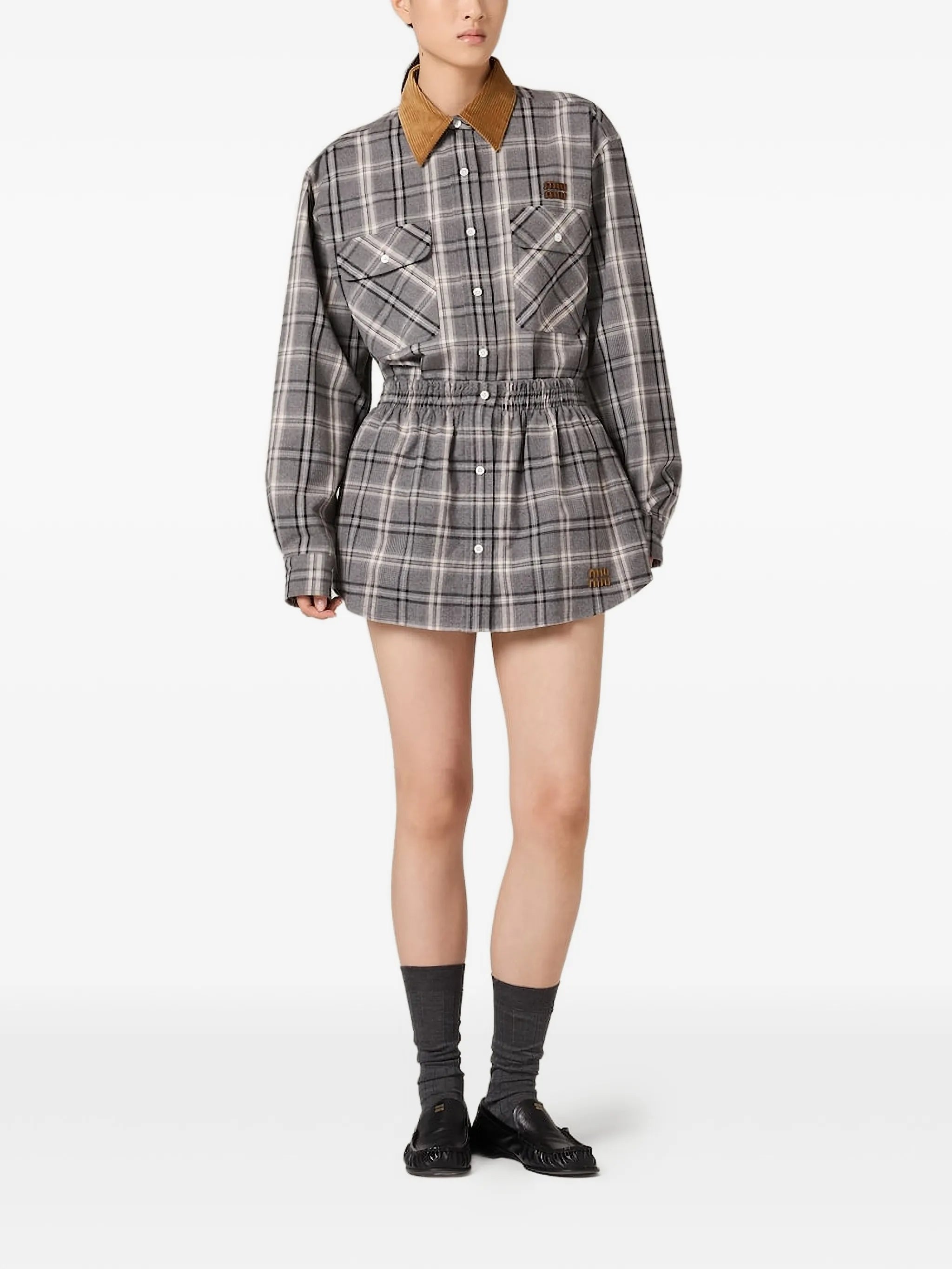 checked flannel miniskirt