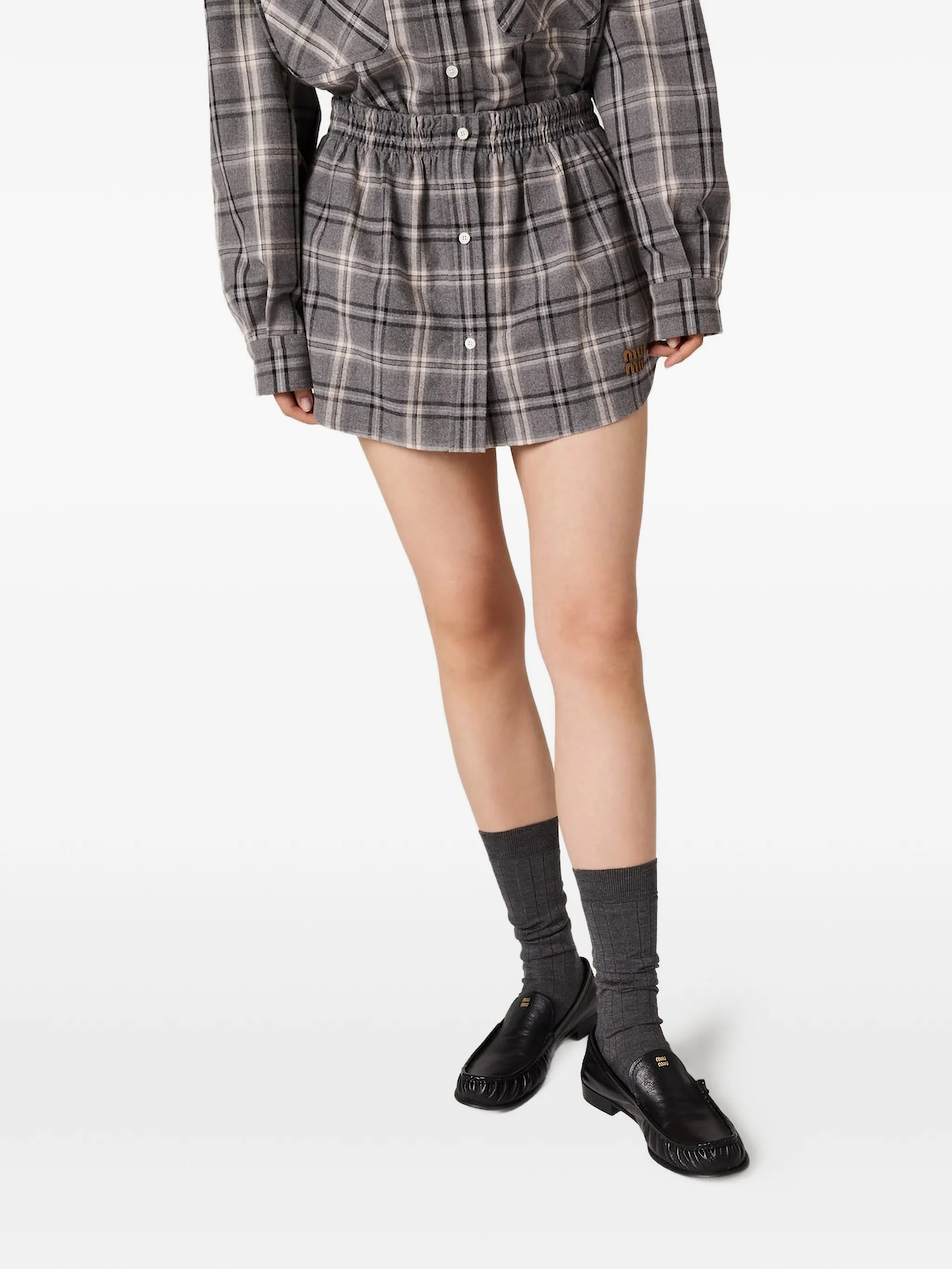 checked flannel miniskirt