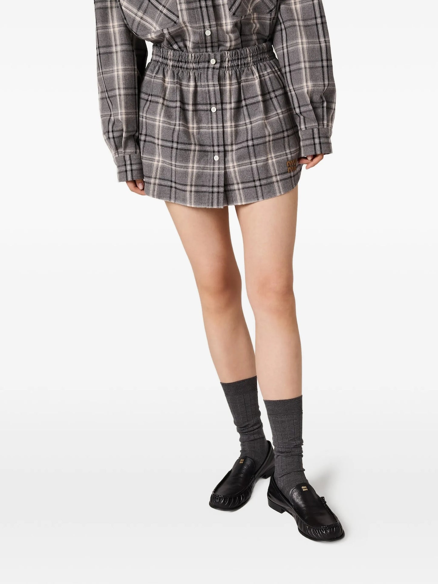 checked flannel miniskirt