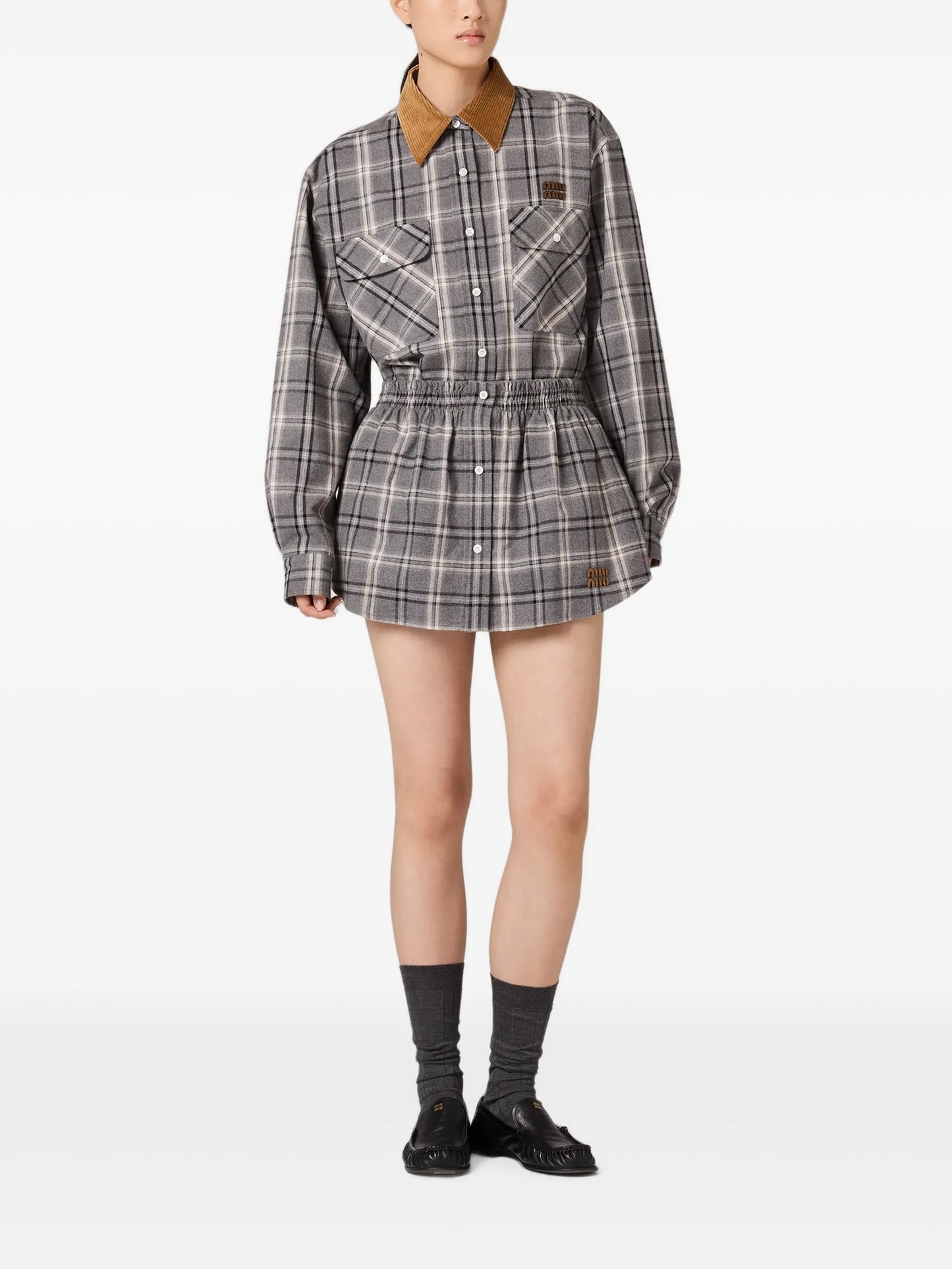checked flannel miniskirt