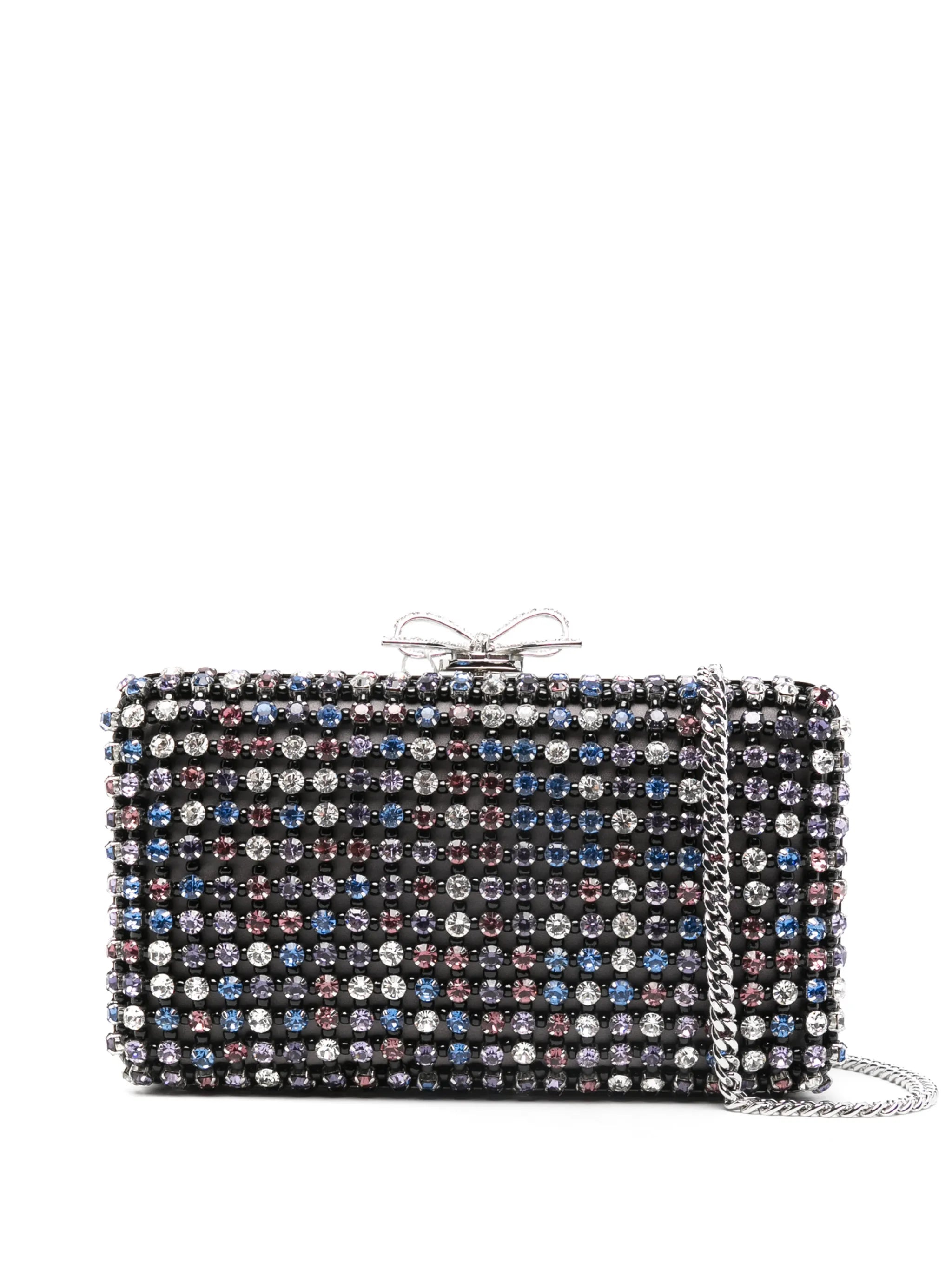 chainmail crystal-embellished mini clutch bag
