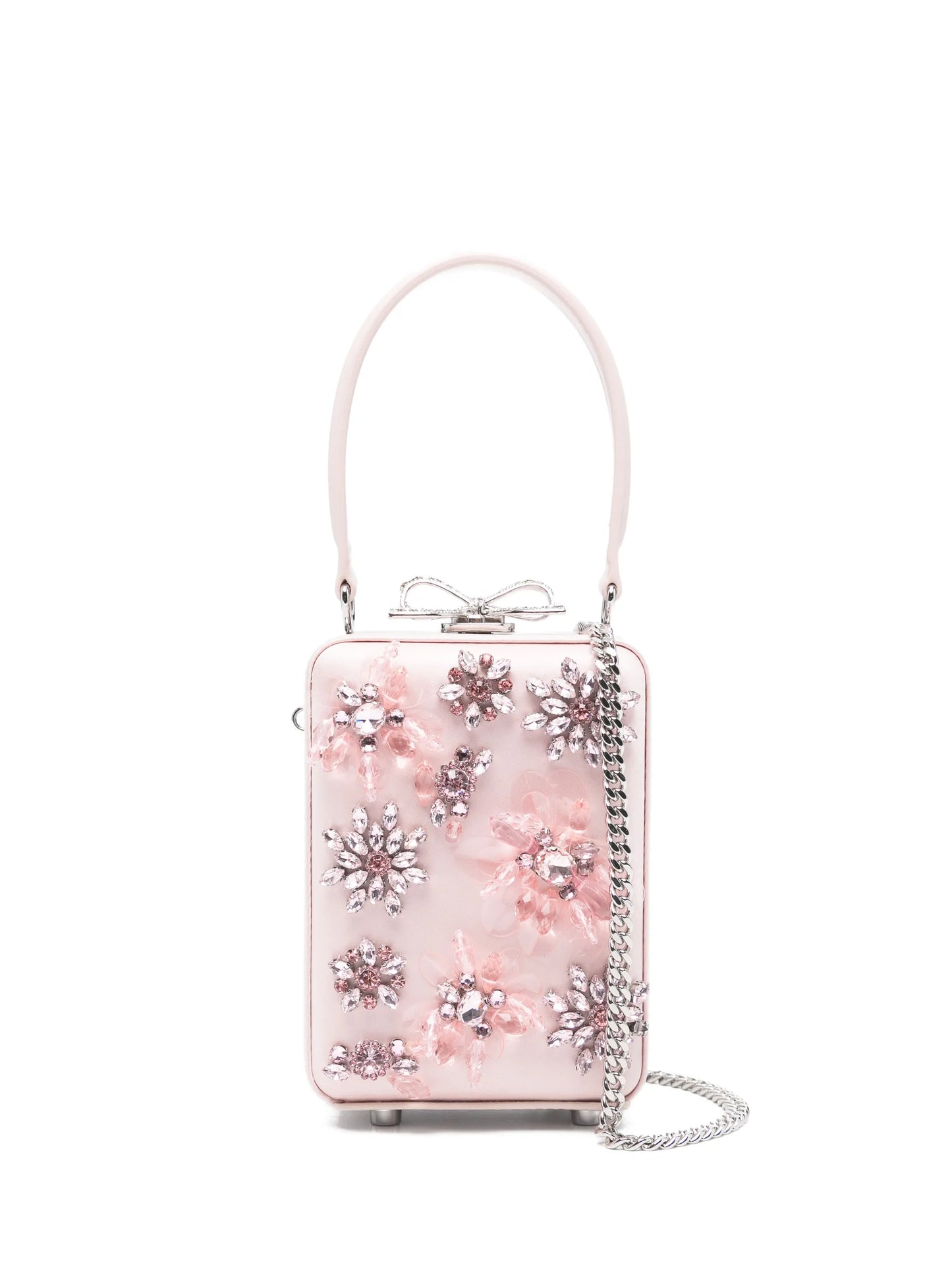 floral embellished top handle tote bag