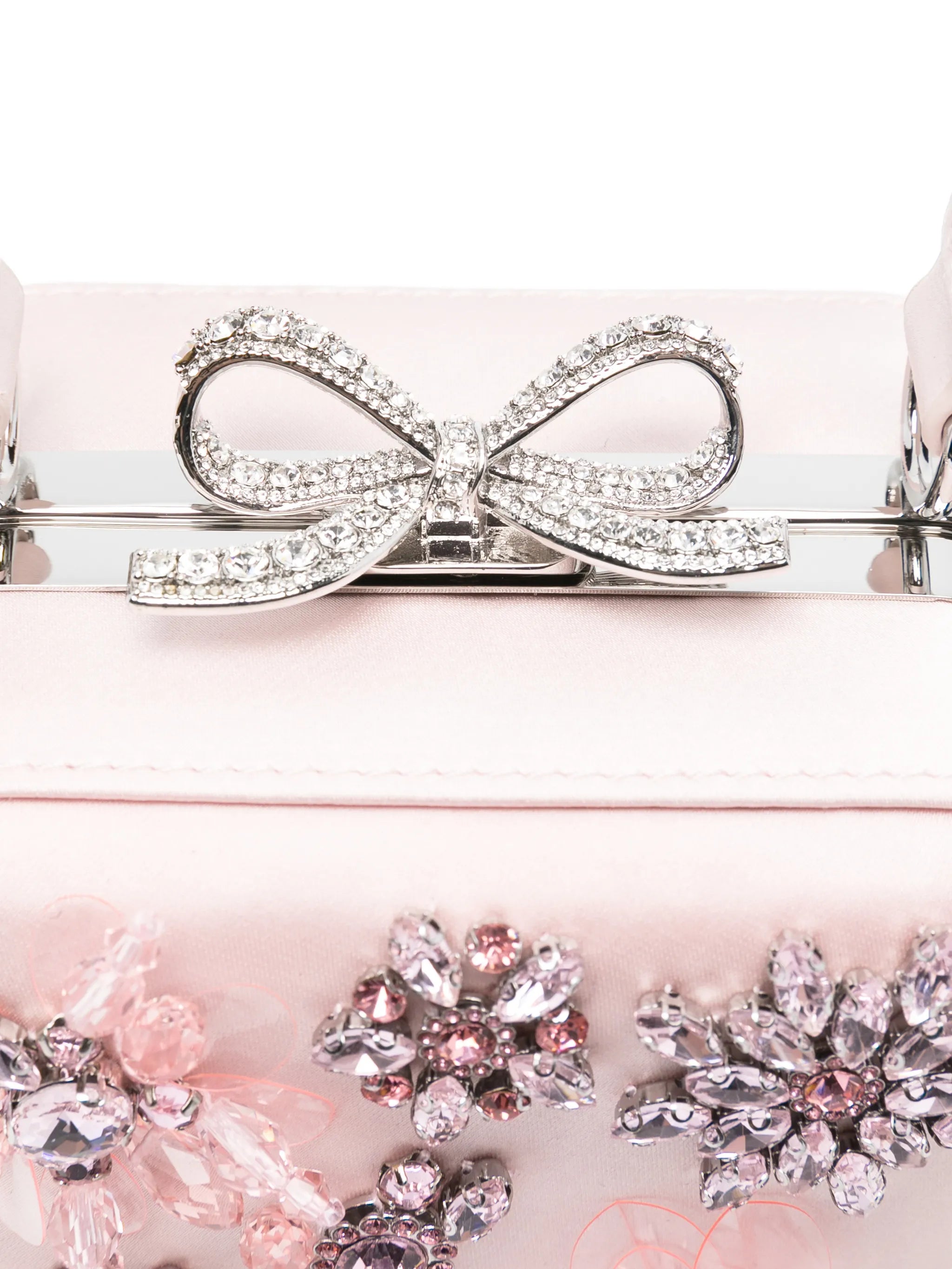 floral embellished top handle tote bag