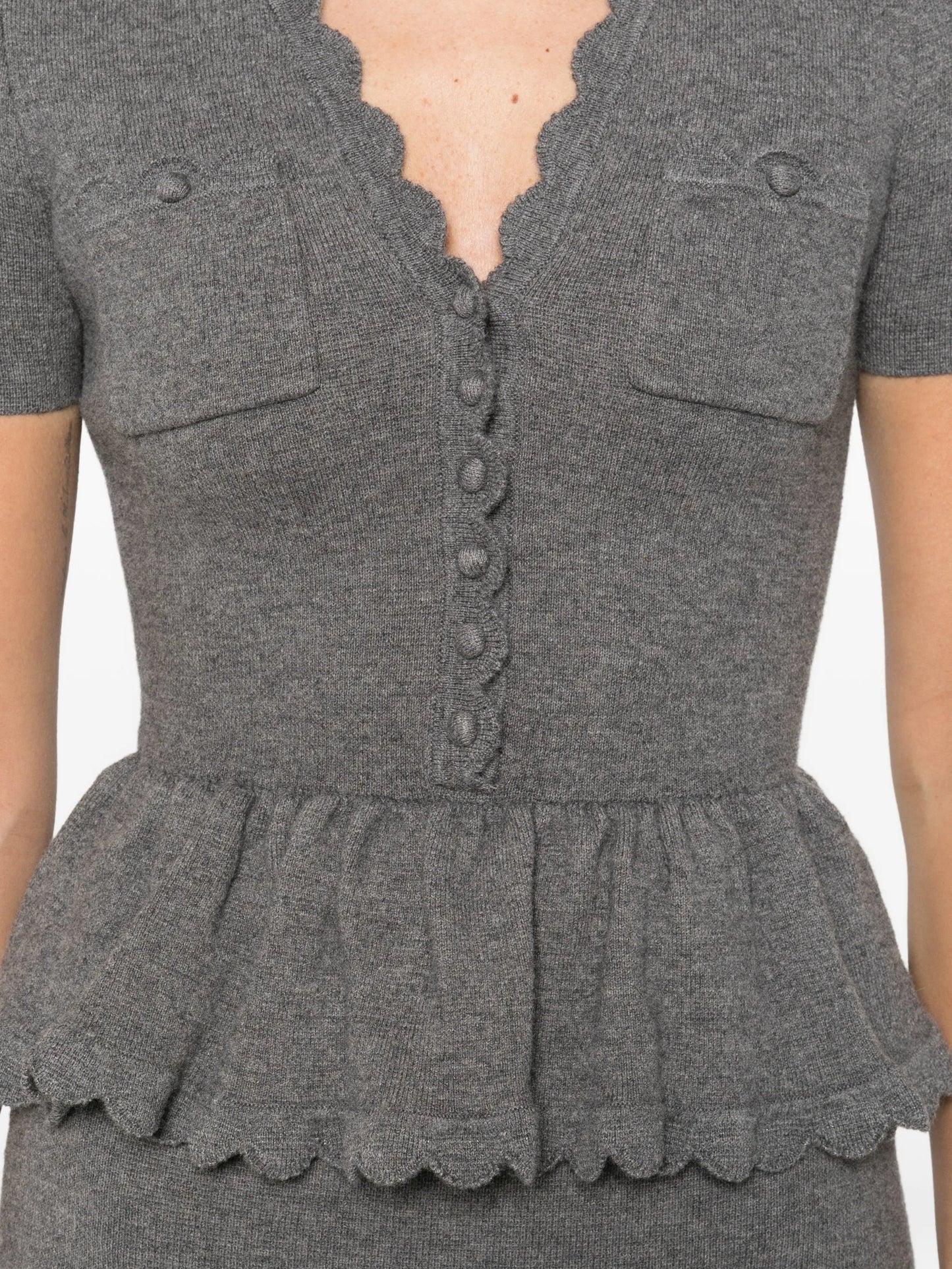 pocket peplum midi dress