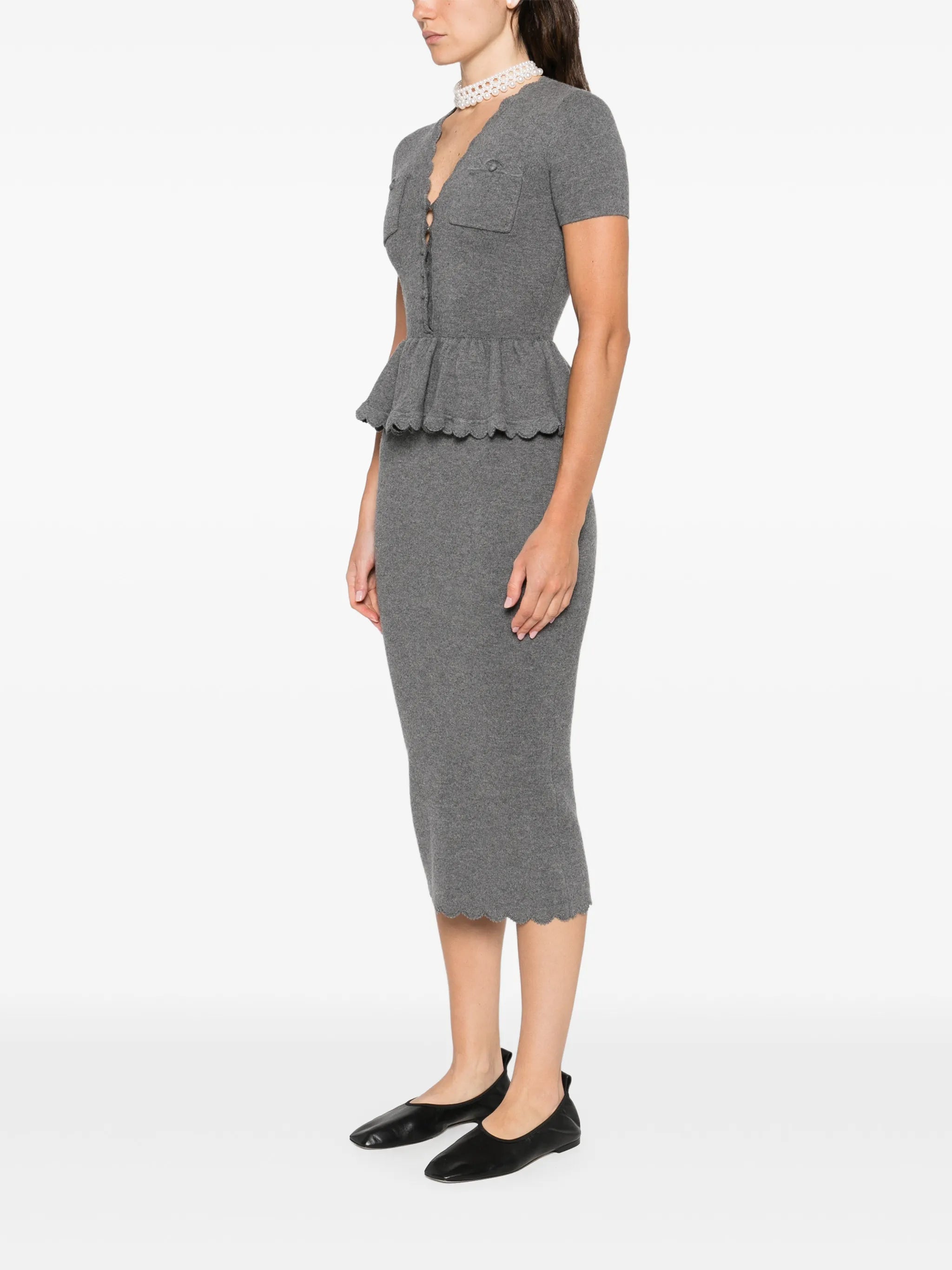 pocket peplum midi dress