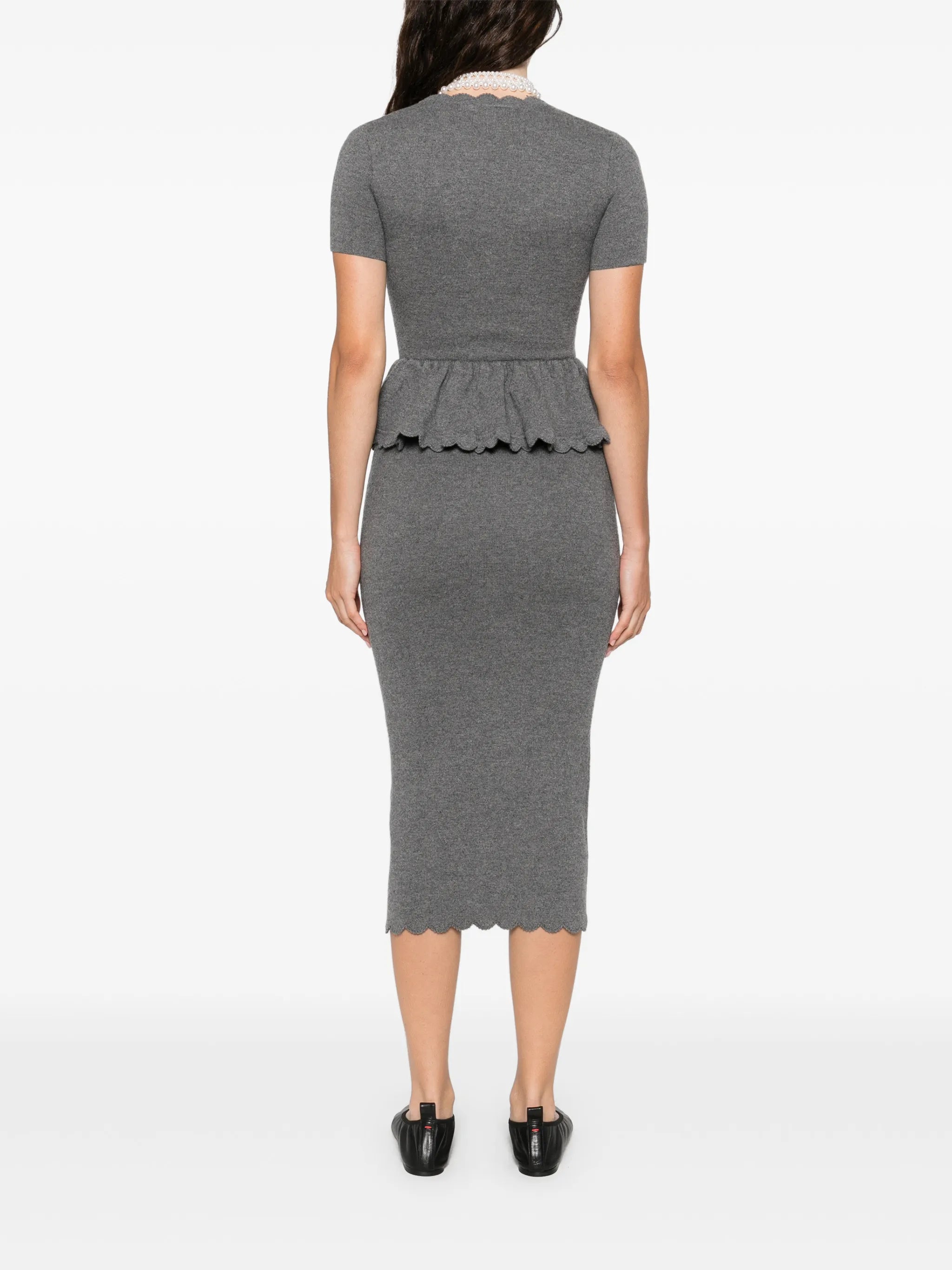pocket peplum midi dress