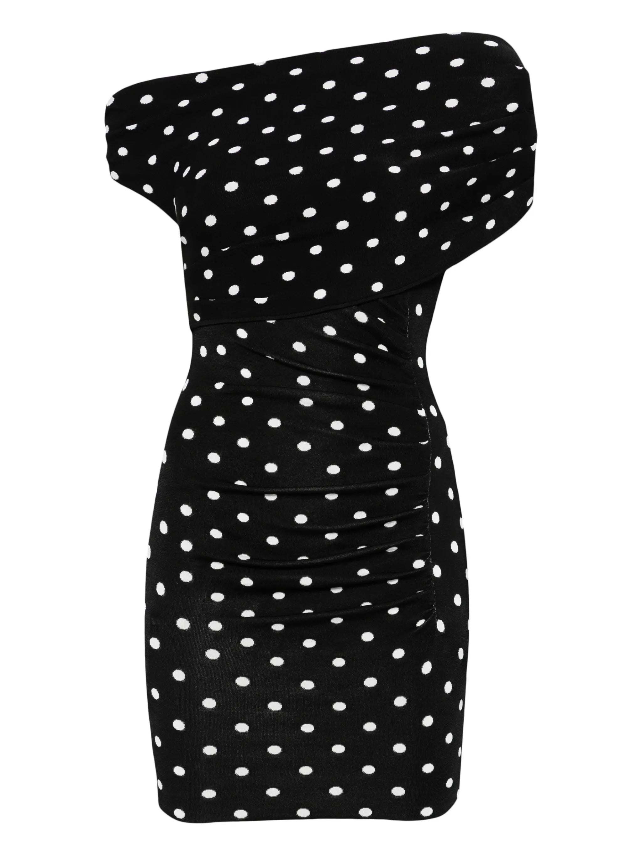 polka-dot ruched mini dress