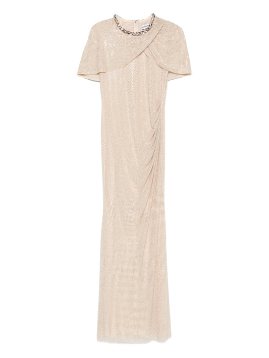 embellished draped maxi dress
