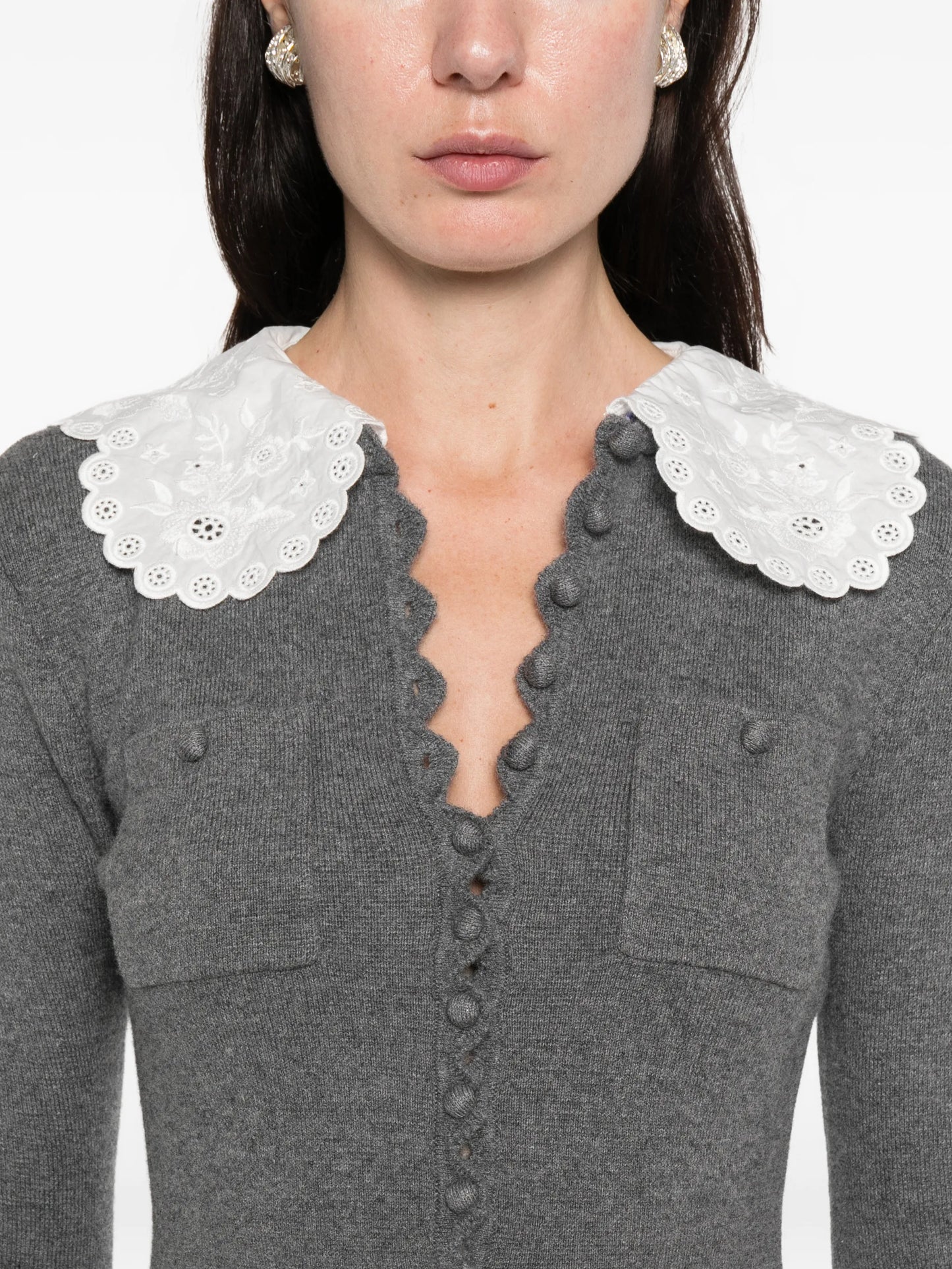 lace collar pocket mini dress