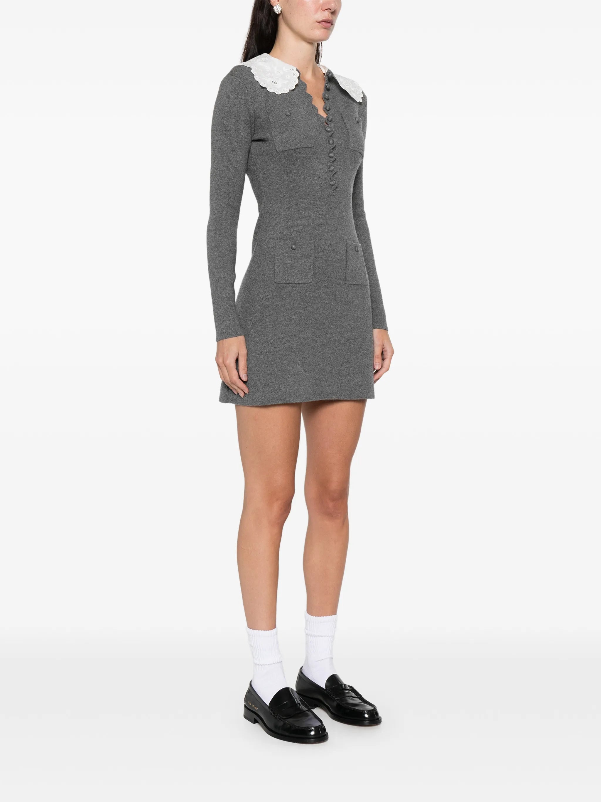 lace collar pocket mini dress