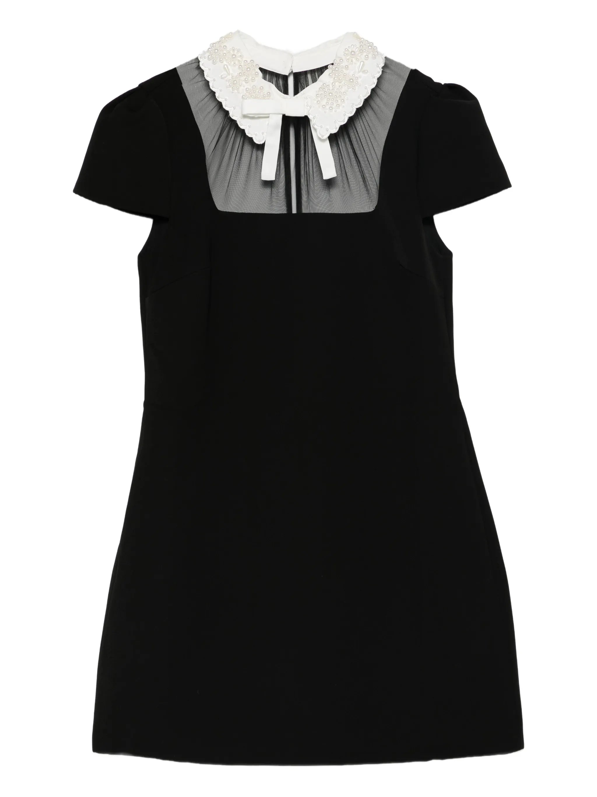 beaded collar mini dress