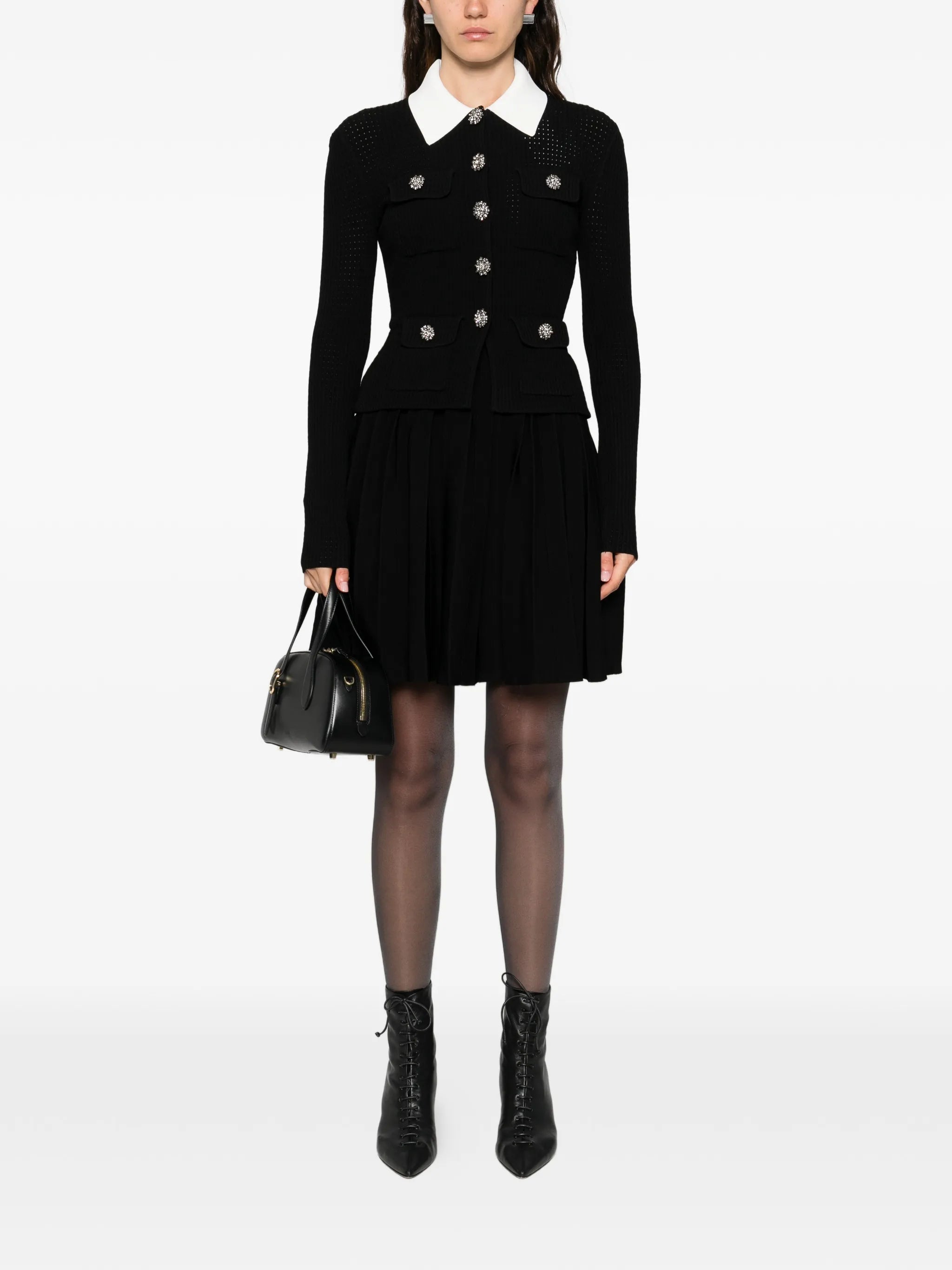 embellished collared mini dress