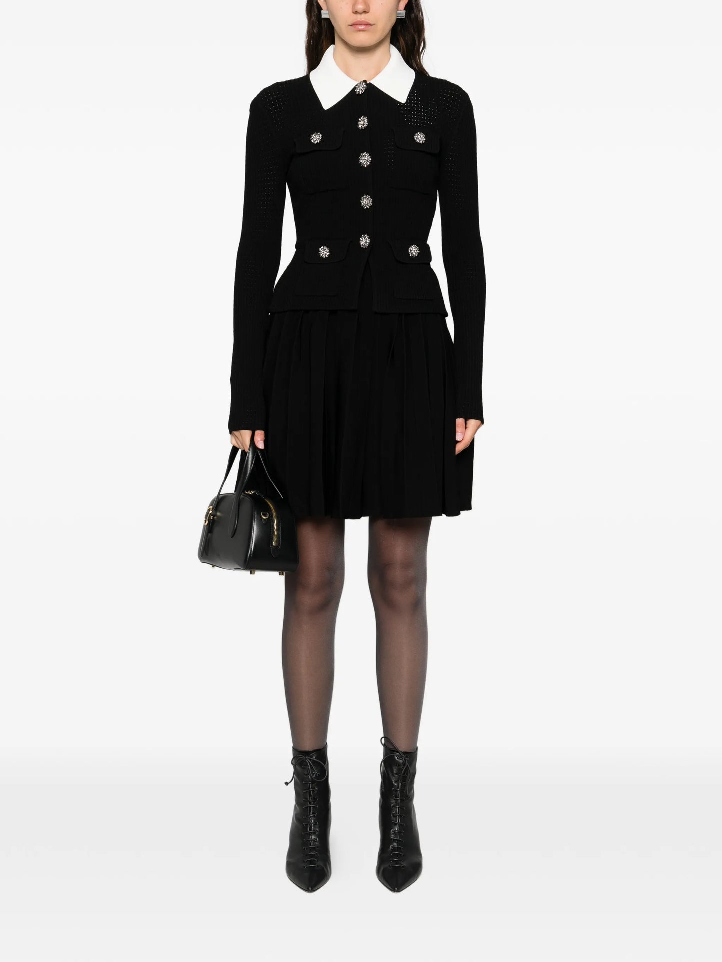 embellished collared mini dress