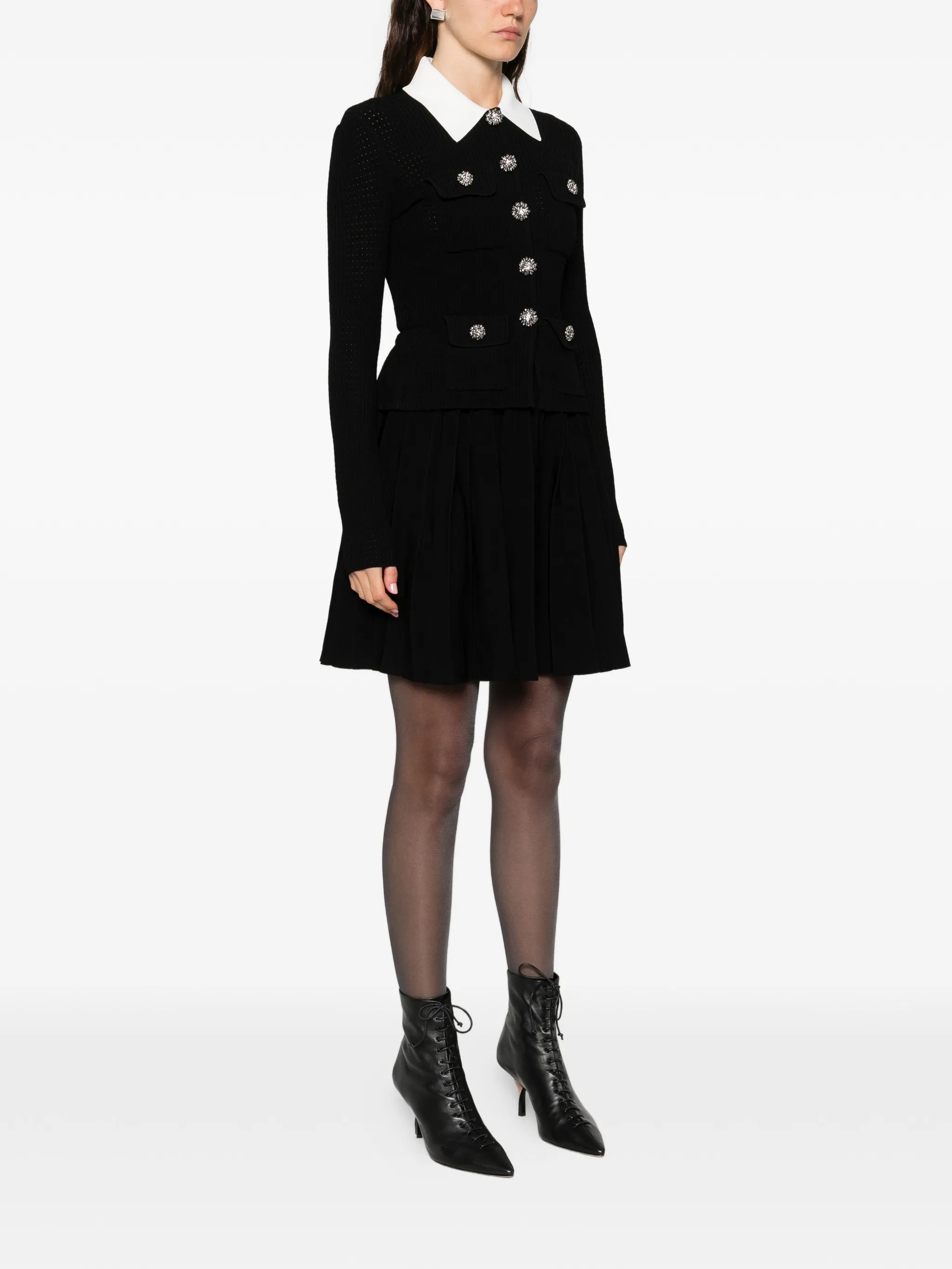 embellished collared mini dress