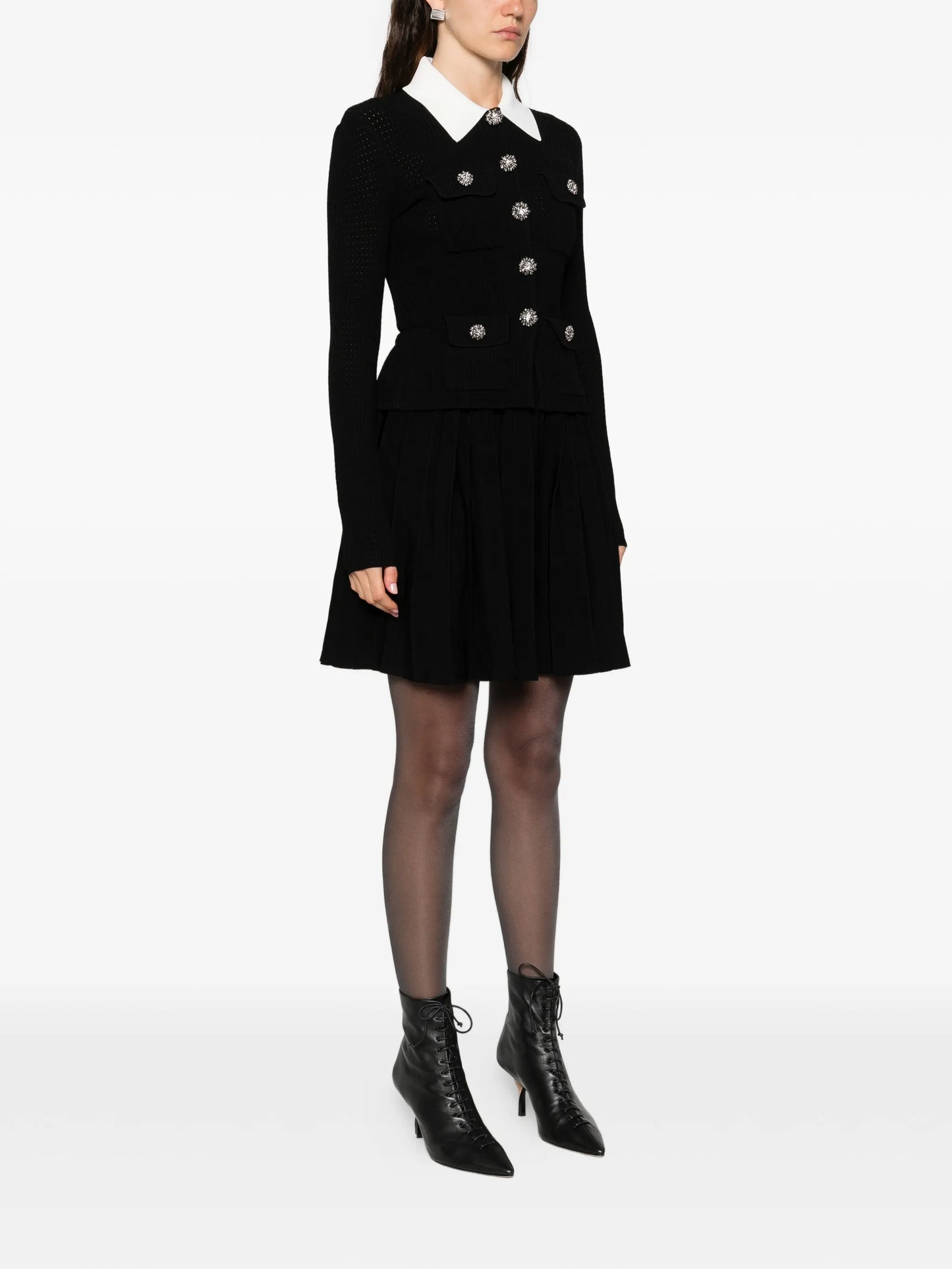 embellished collared mini dress