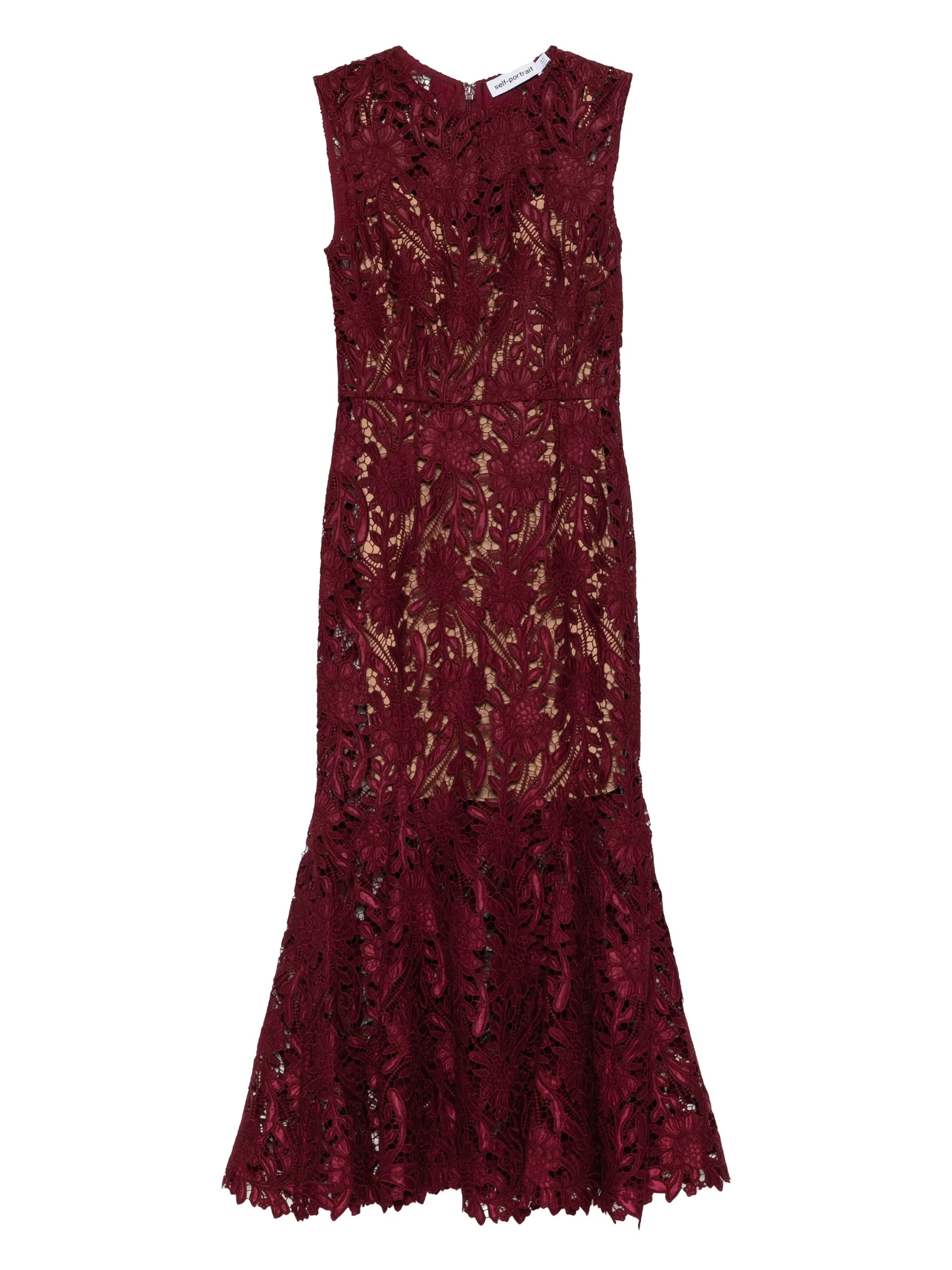 lace belted maxi dress