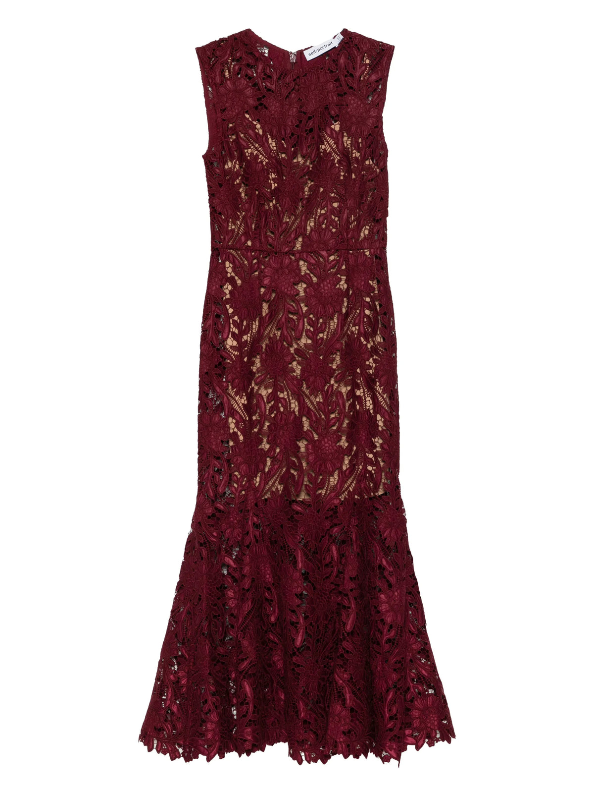 lace belted maxi dress
