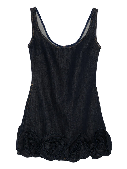 floral-appliqué mini dress