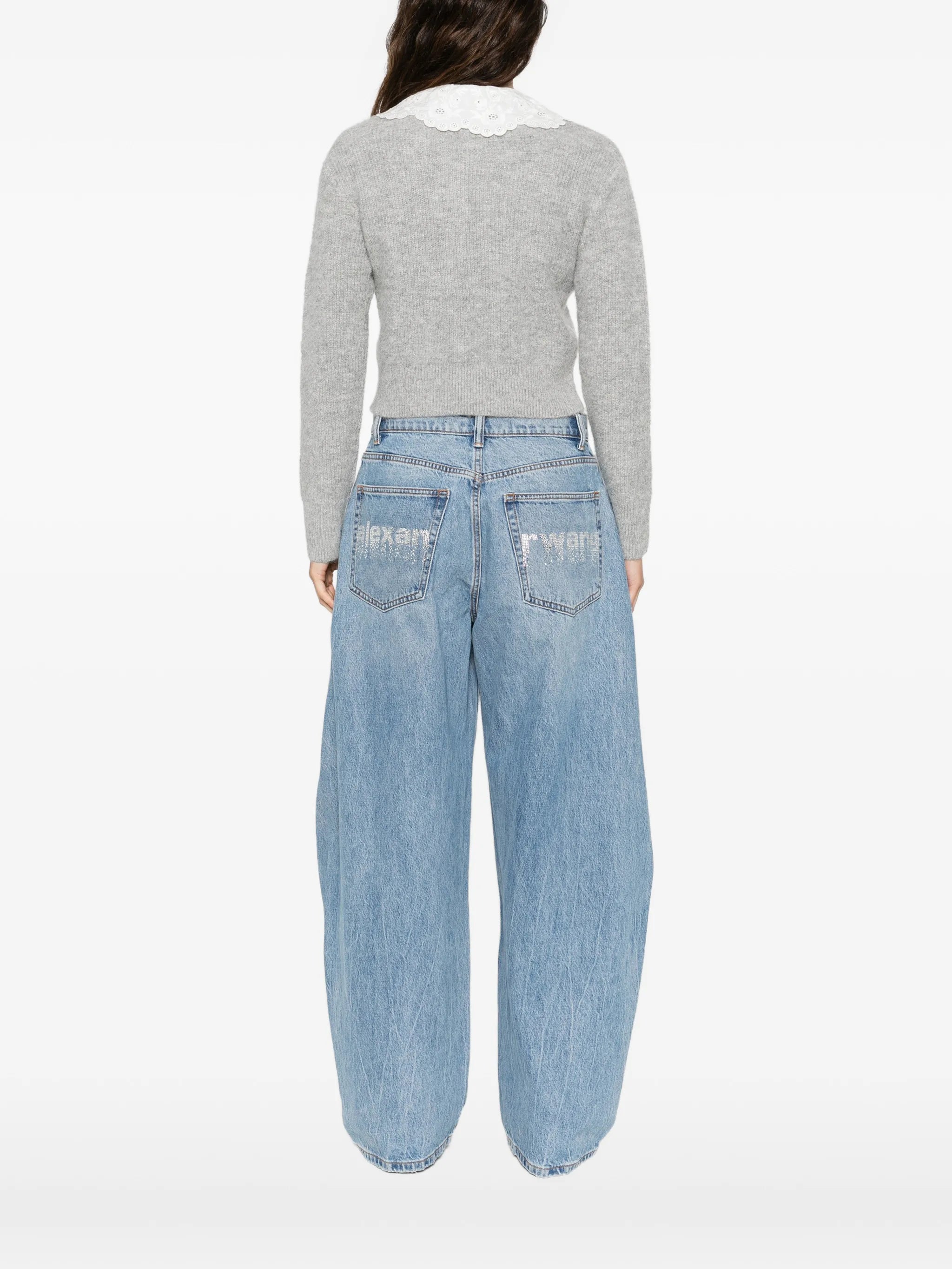 scalloped-collar embellished cardigan