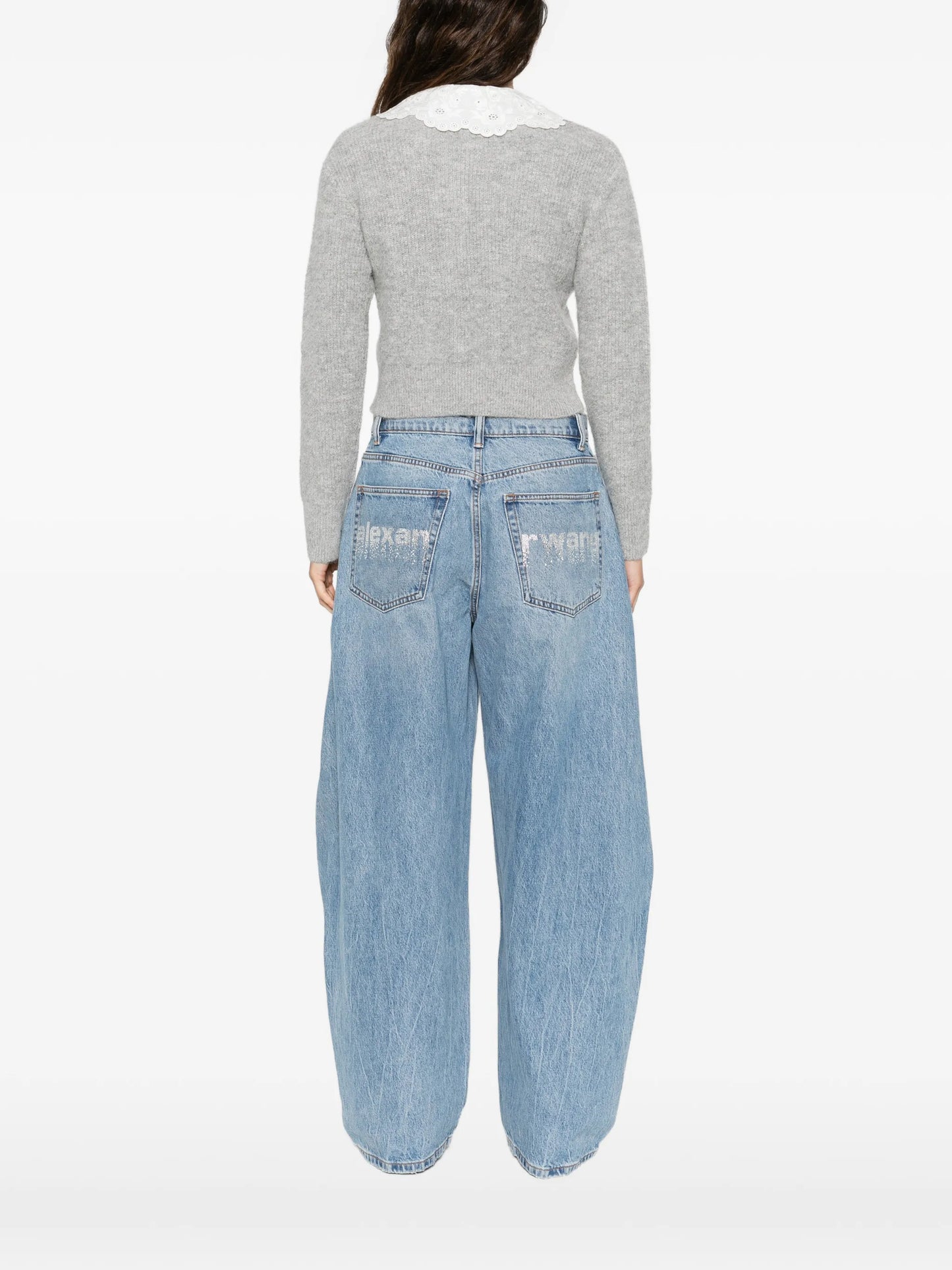 scalloped-collar embellished cardigan