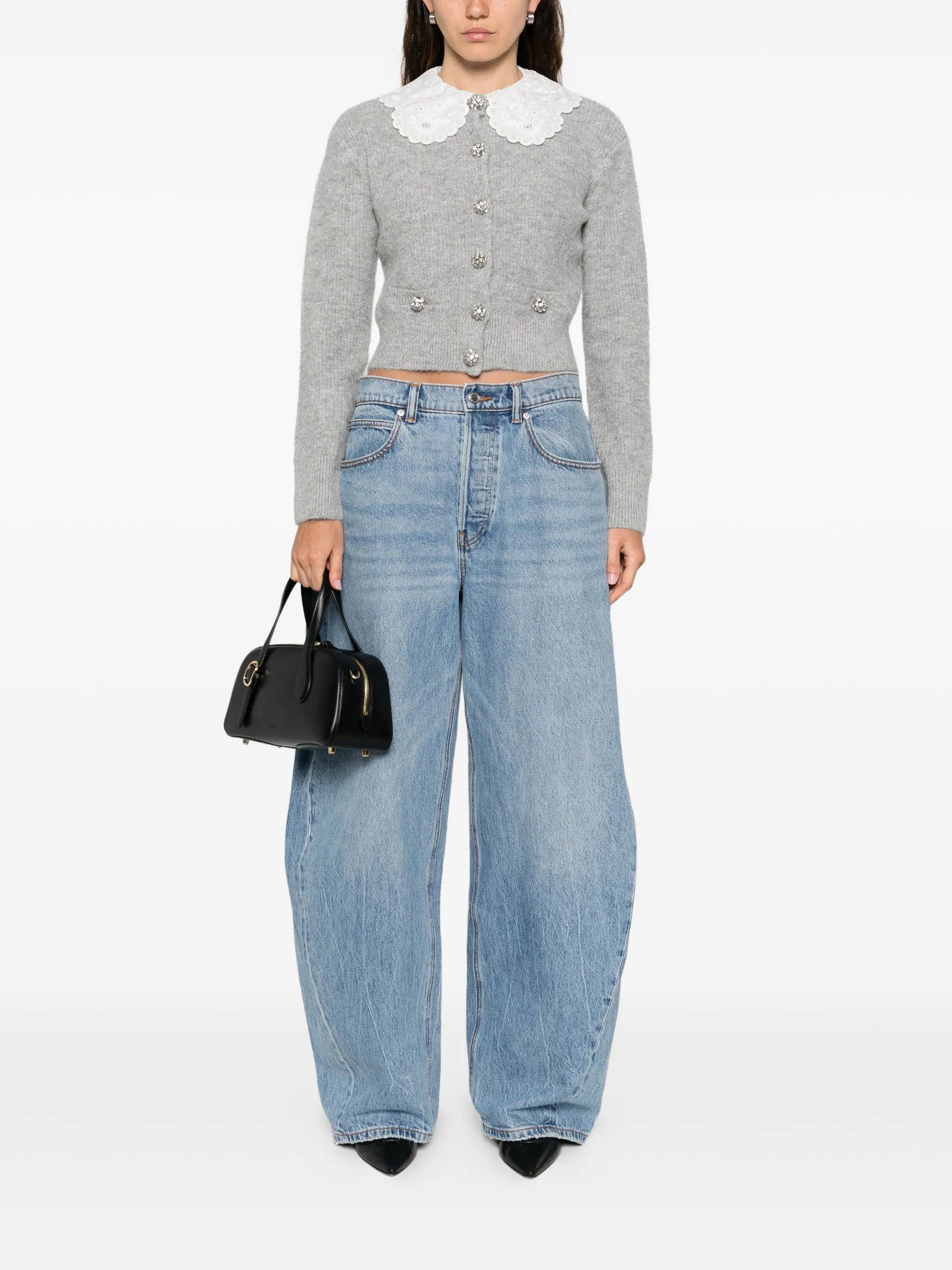 scalloped-collar embellished cardigan