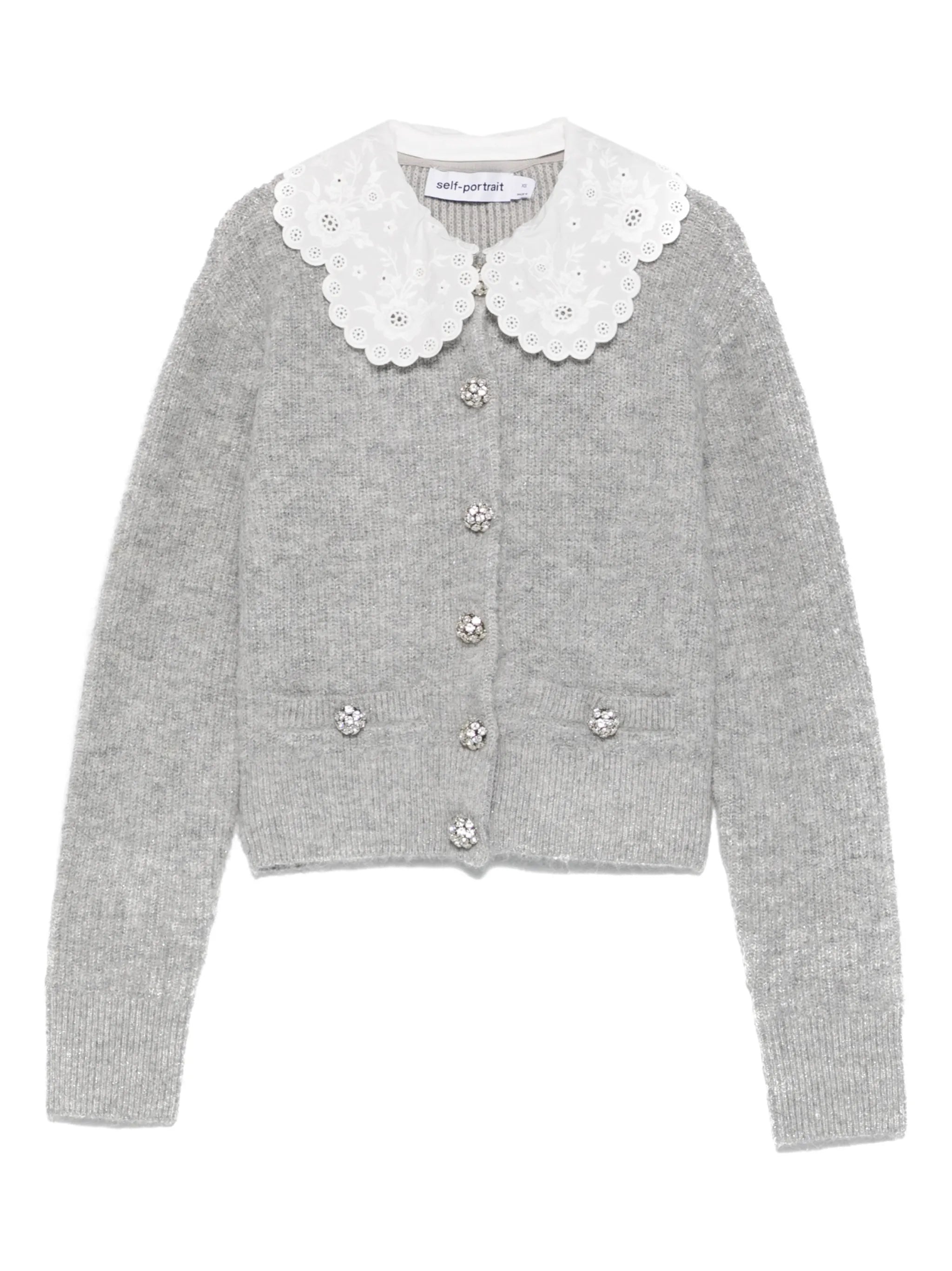 scalloped-collar embellished cardigan