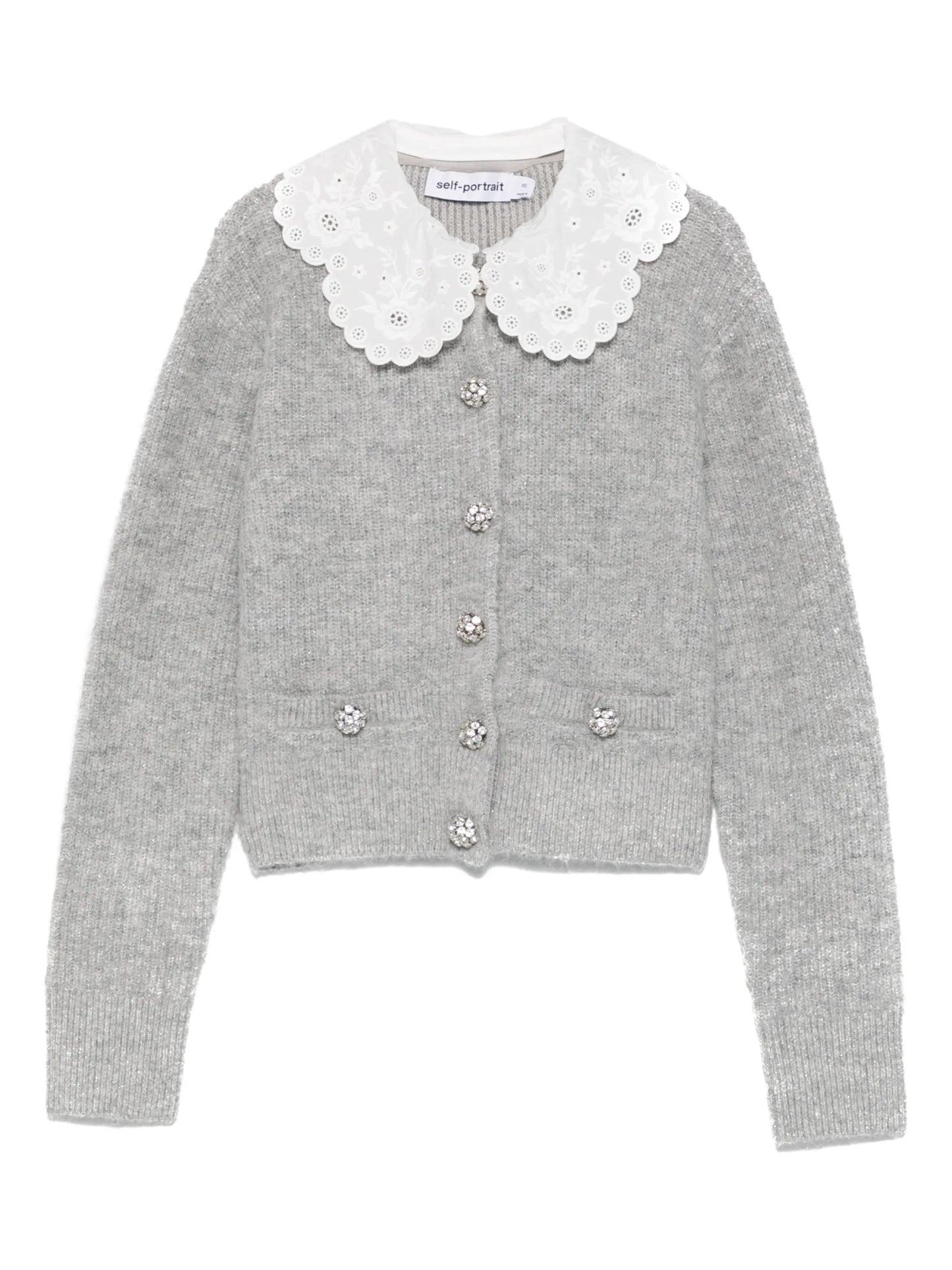 scalloped-collar embellished cardigan