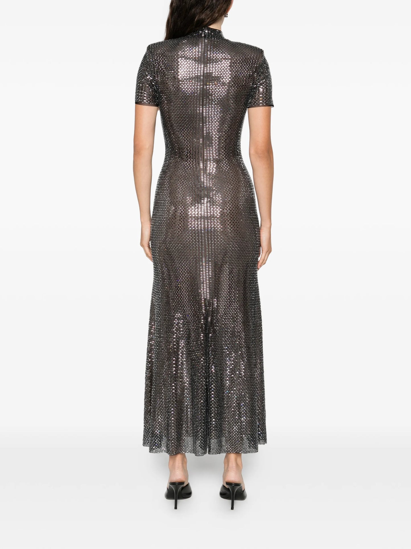 embellished short-sleeve midi dress