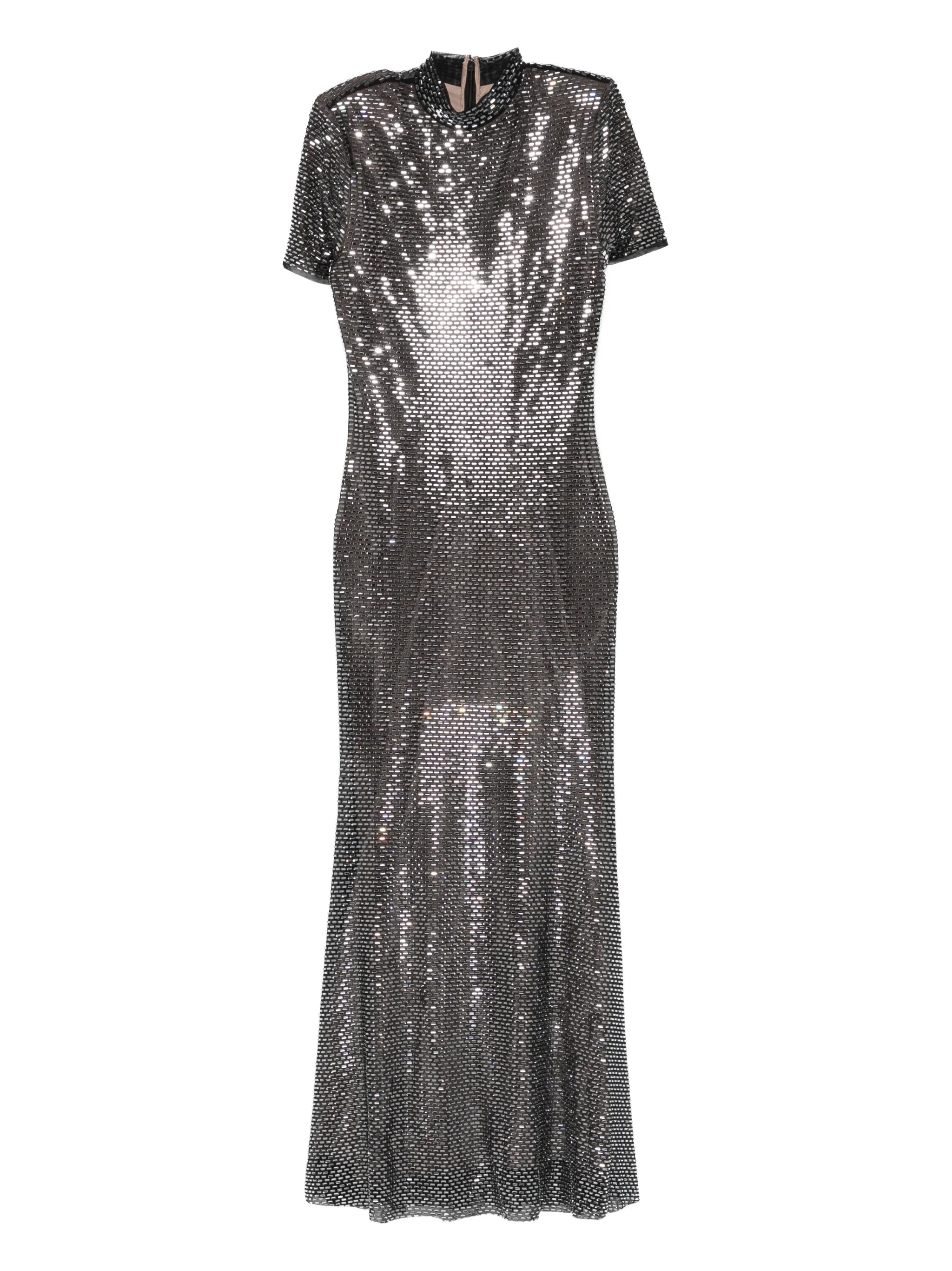 embellished short-sleeve midi dress