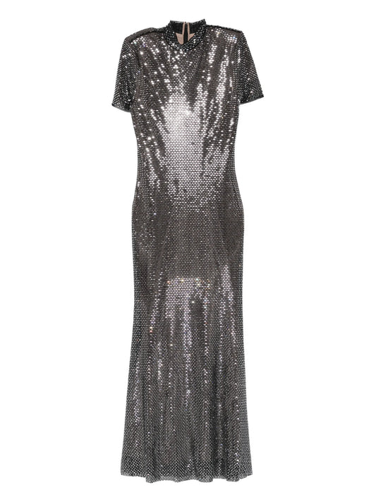 embellished short-sleeve midi dress