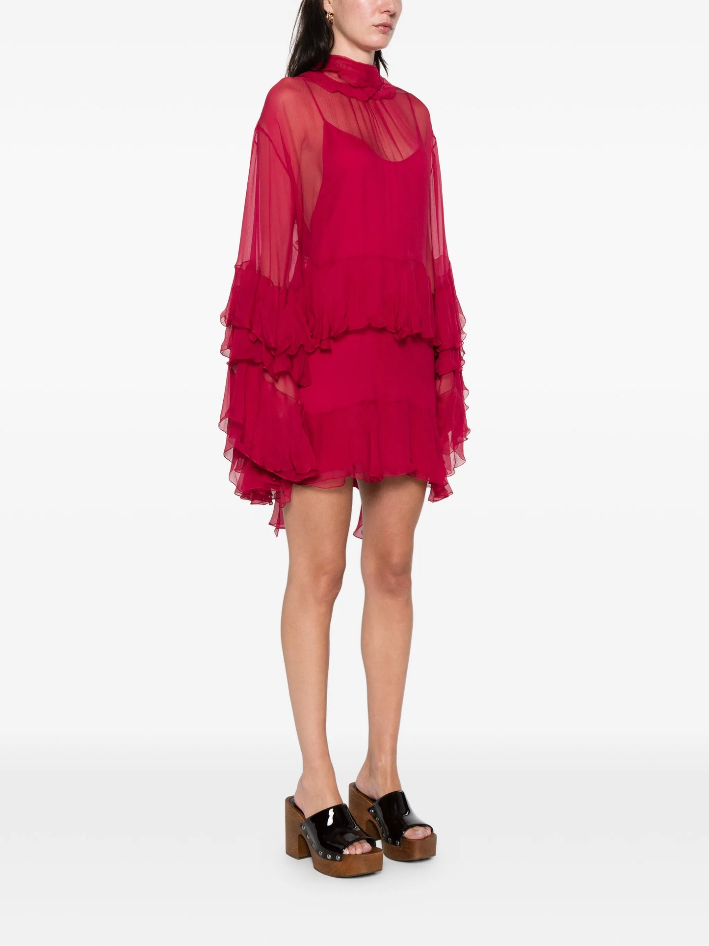 tiered-ruffles mini dress