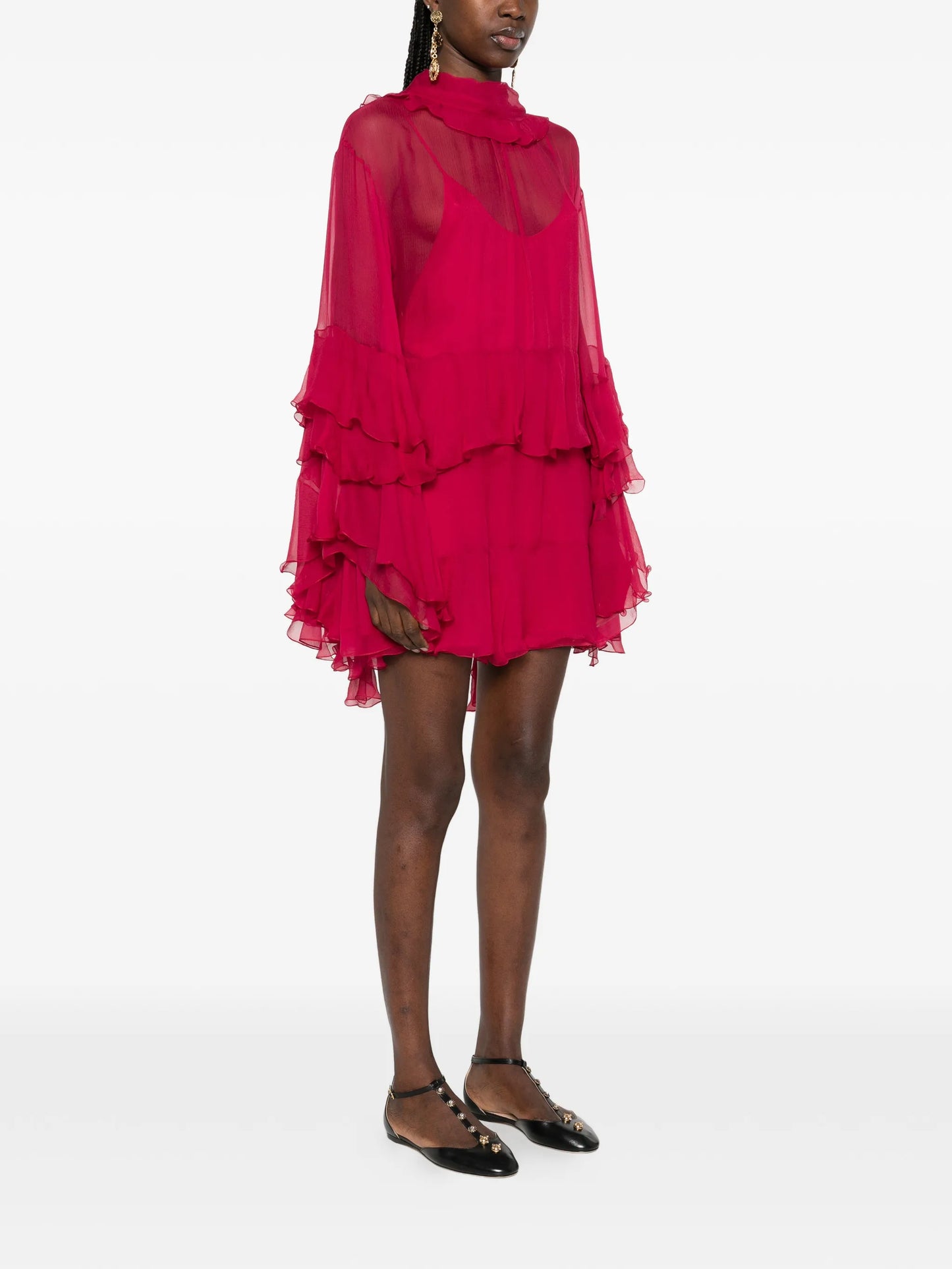 tiered-ruffles mini dress