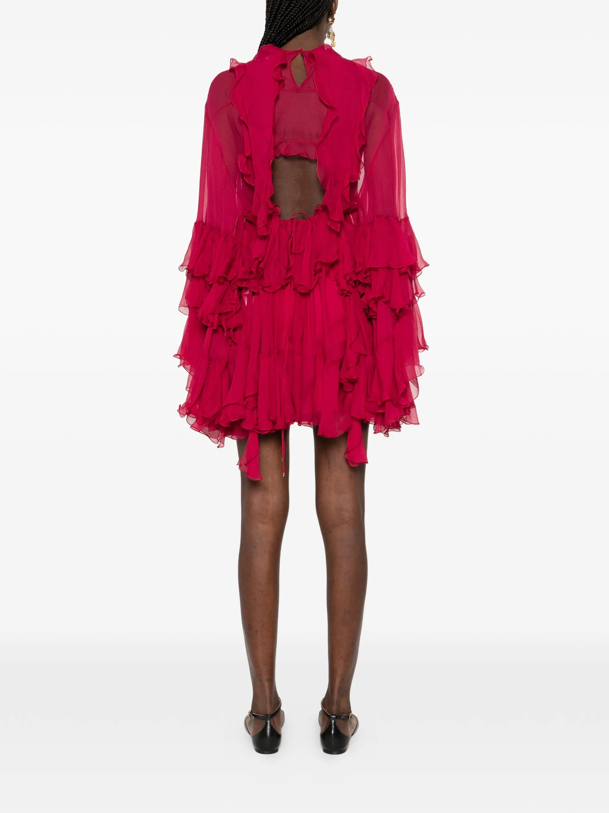 tiered-ruffles mini dress