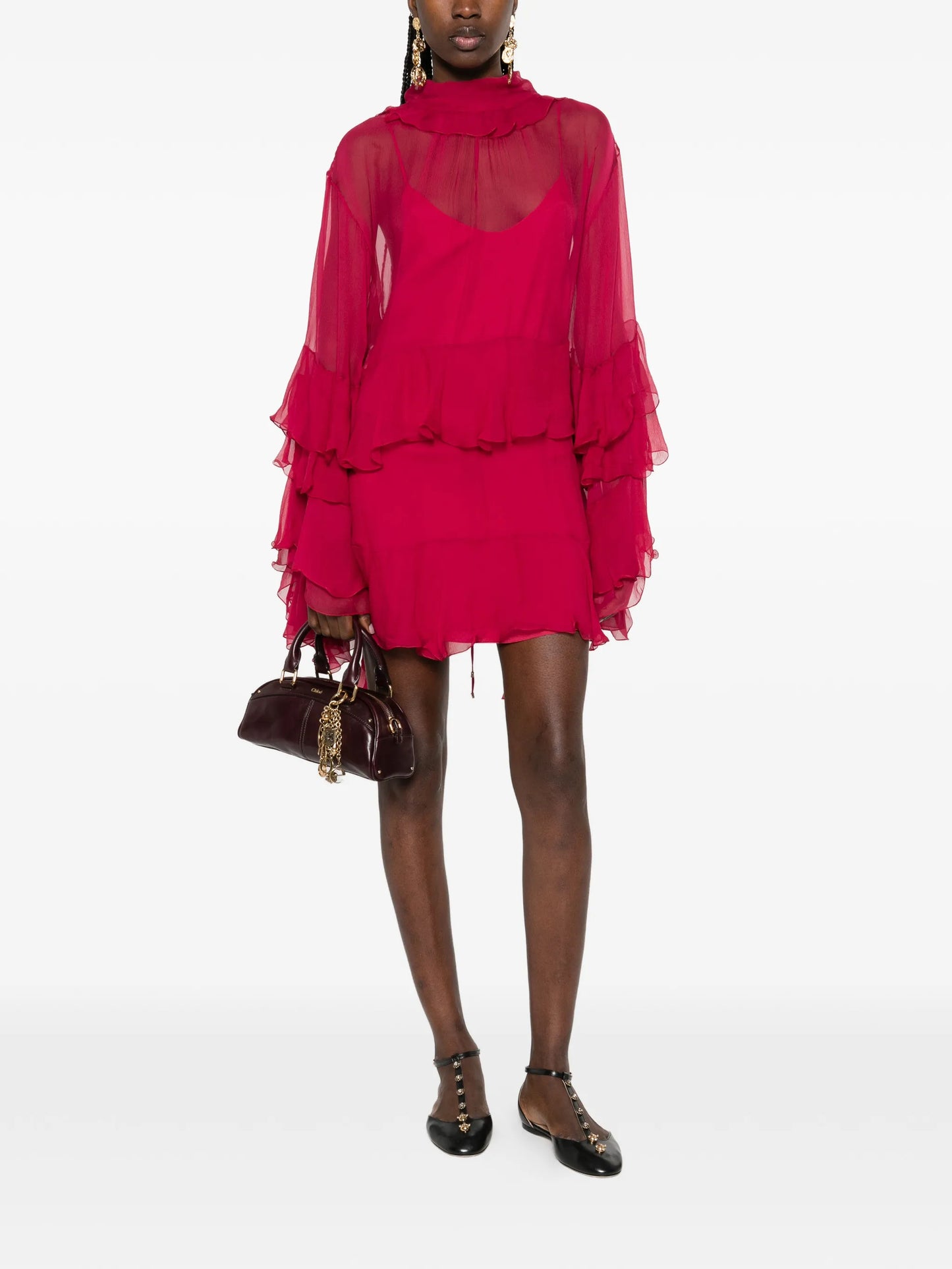 tiered-ruffles mini dress