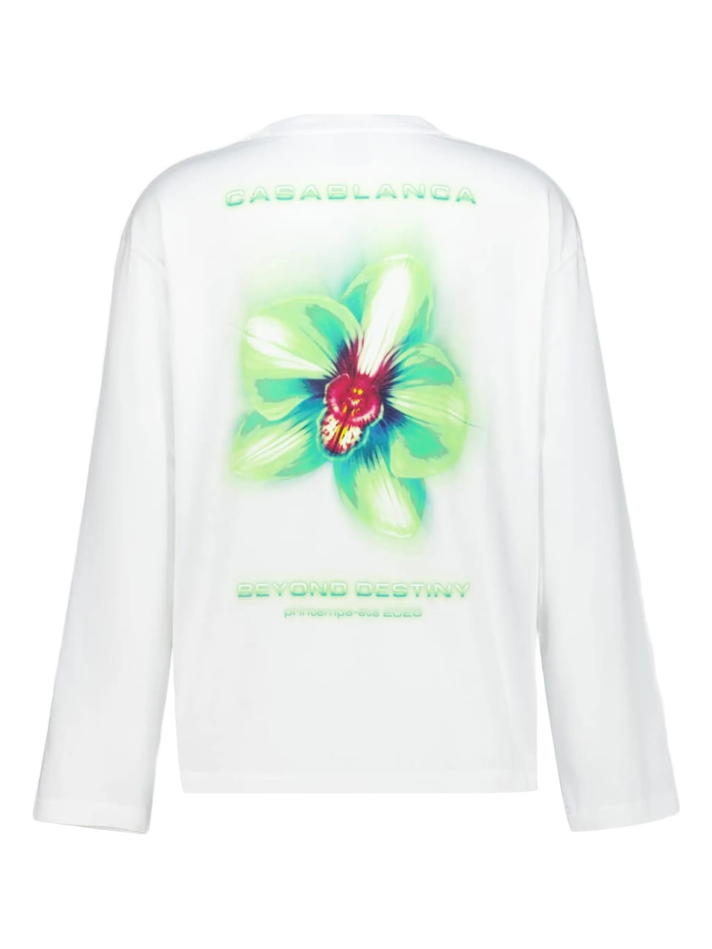 orchid-print long-sleeved T-shirt