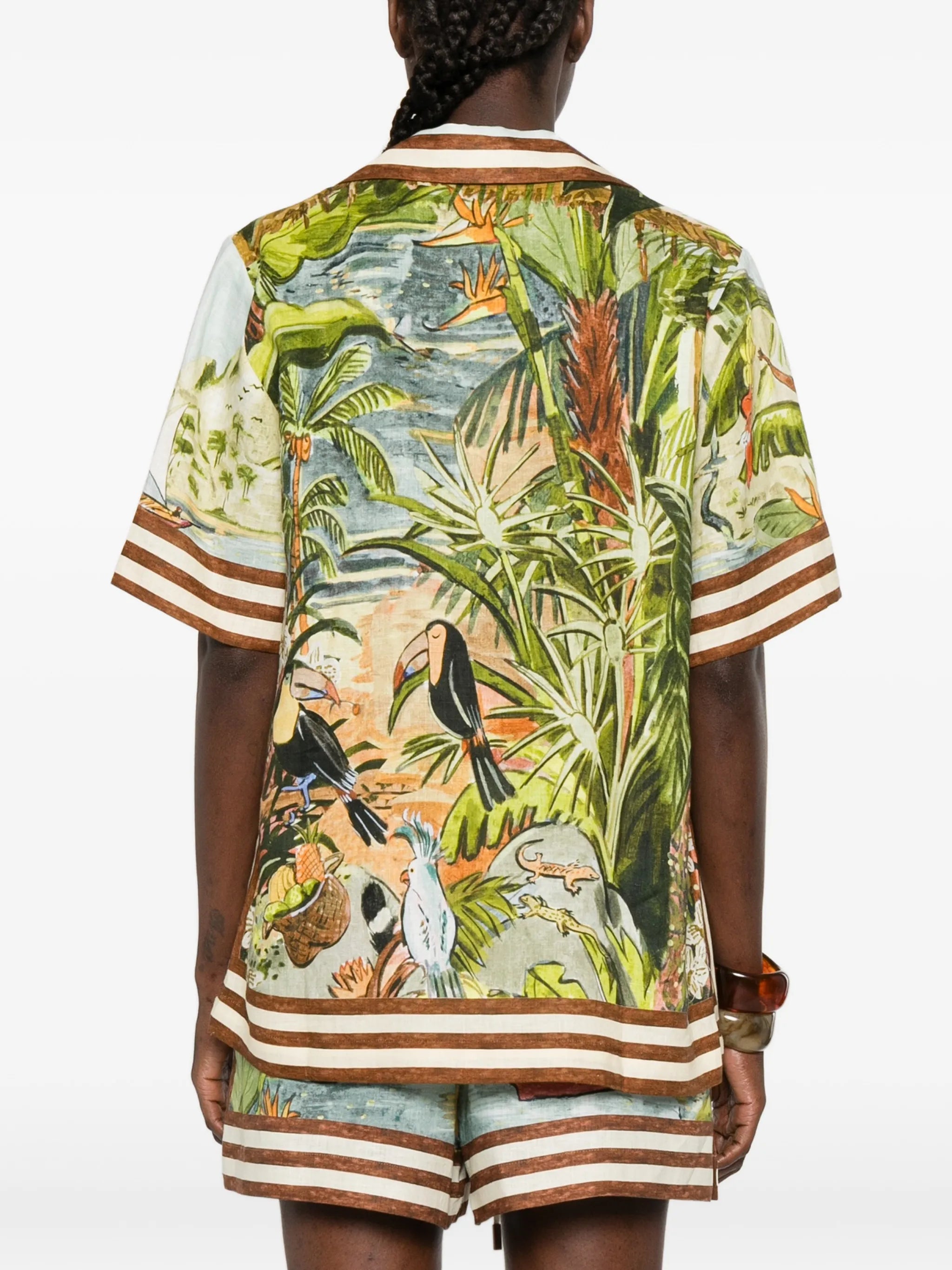 Toucan Tango striped-trim printed shirt