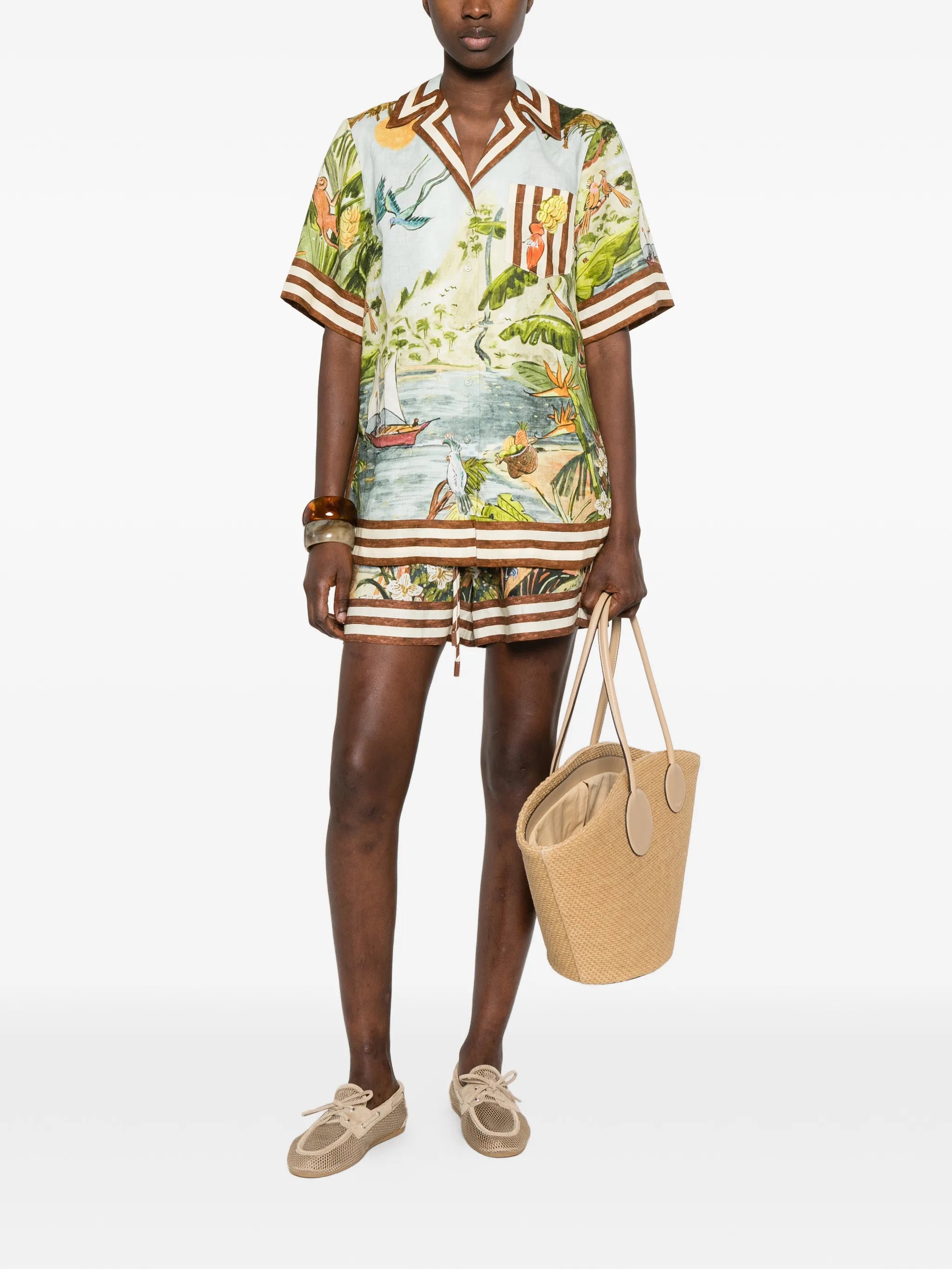 Toucan Tango striped-trim printed shirt