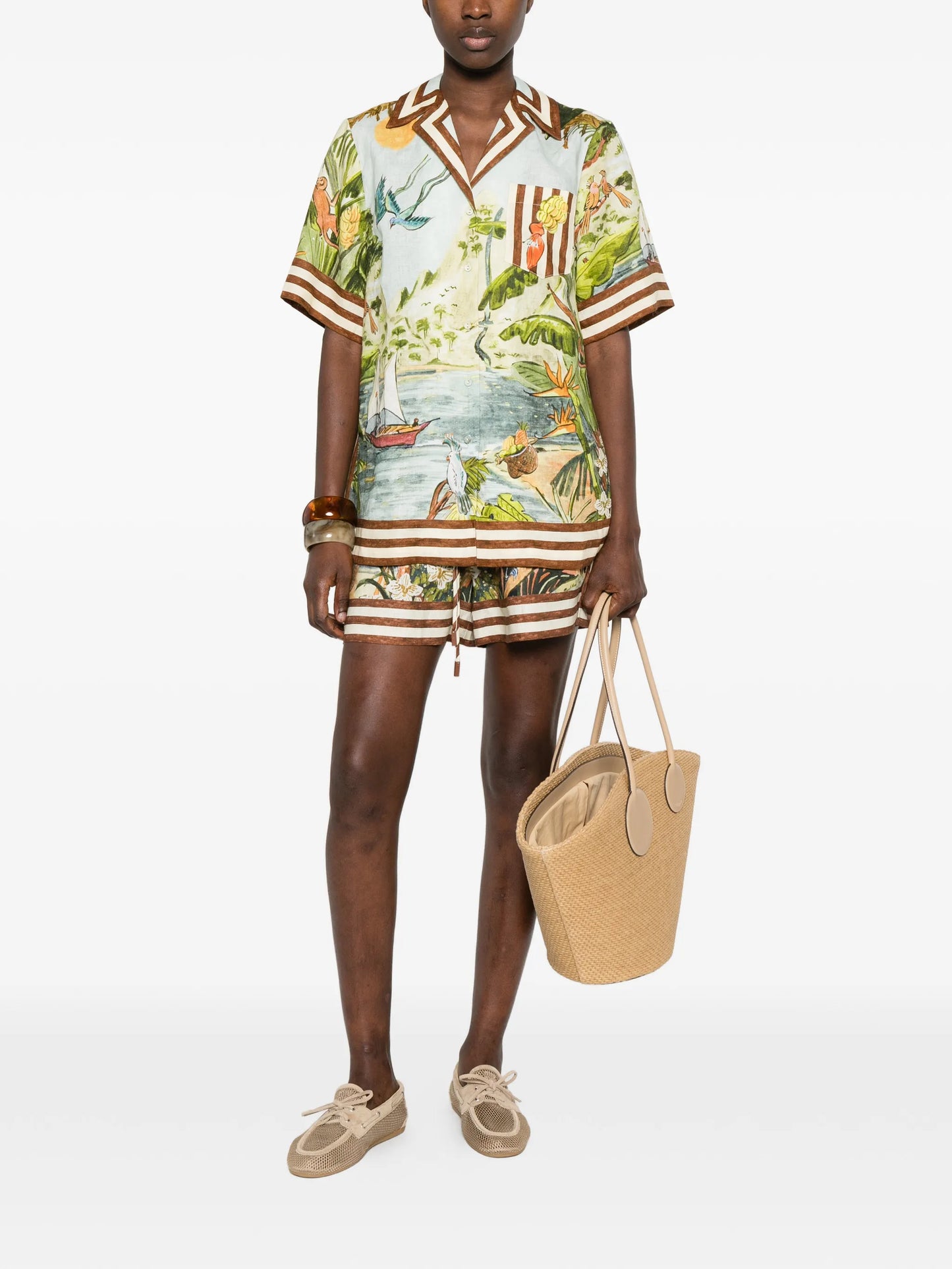 Toucan Tango striped-trim printed shirt