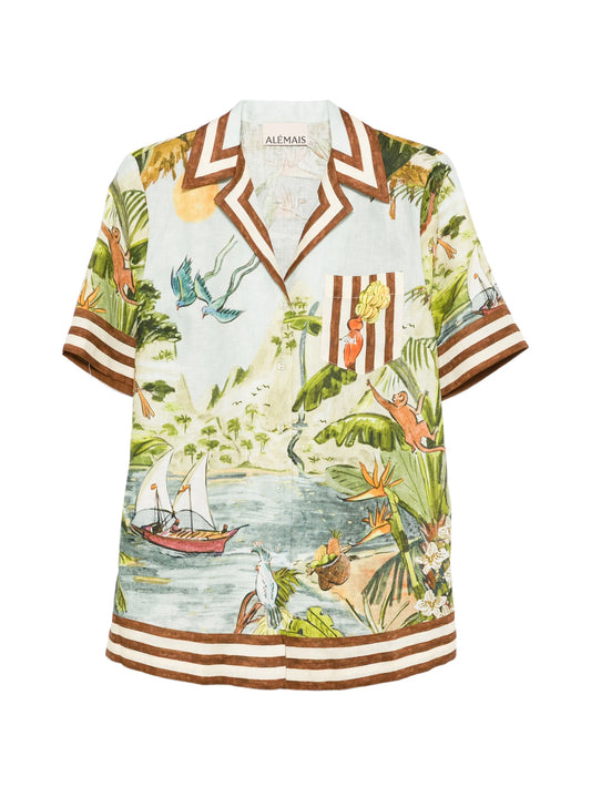 Toucan Tango striped-trim printed shirt